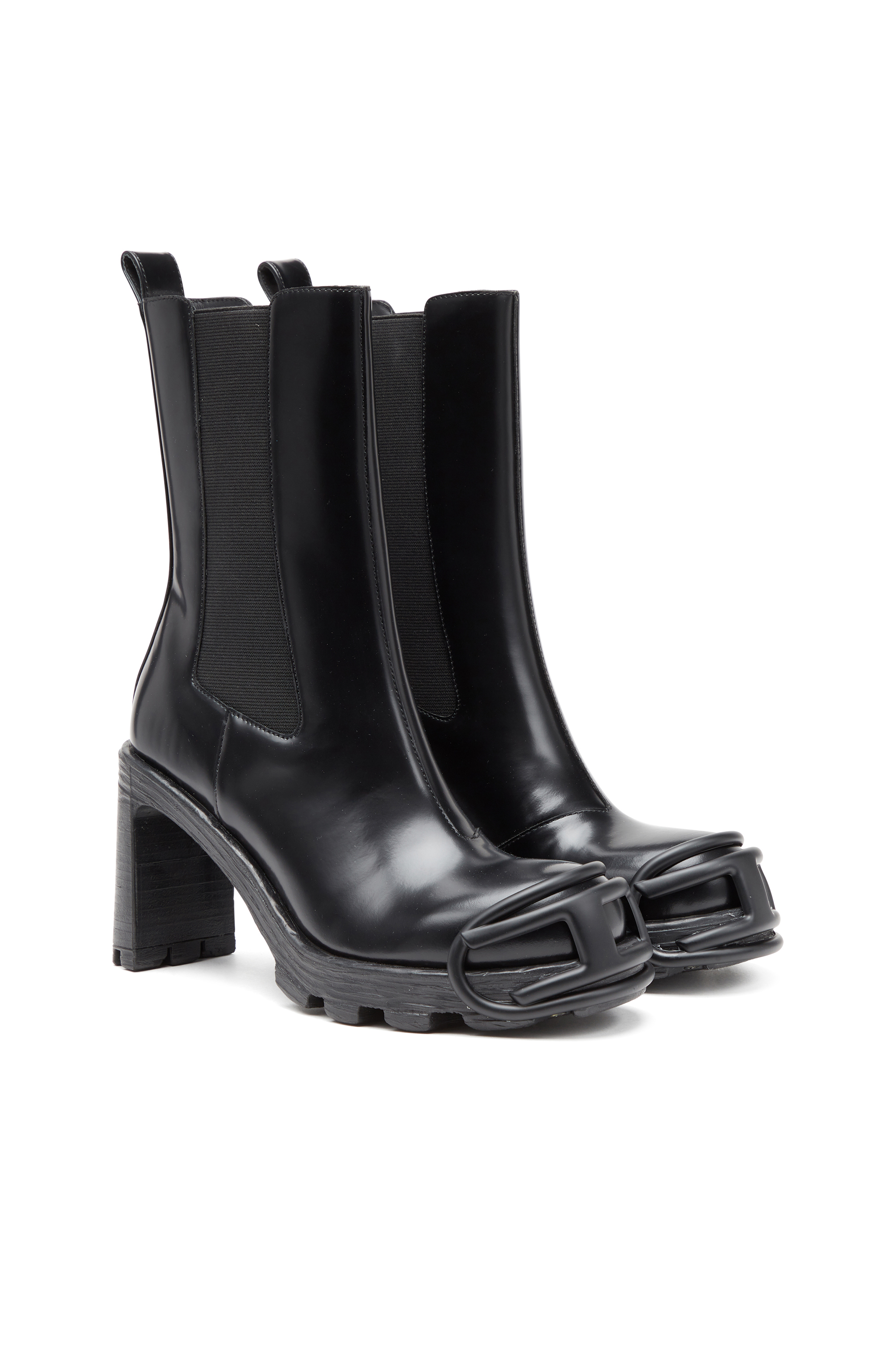 Diesel - D-HAMMER CH D W, Woman's D-Hammer-High-heel boots with Oval D plaque in Black - 2