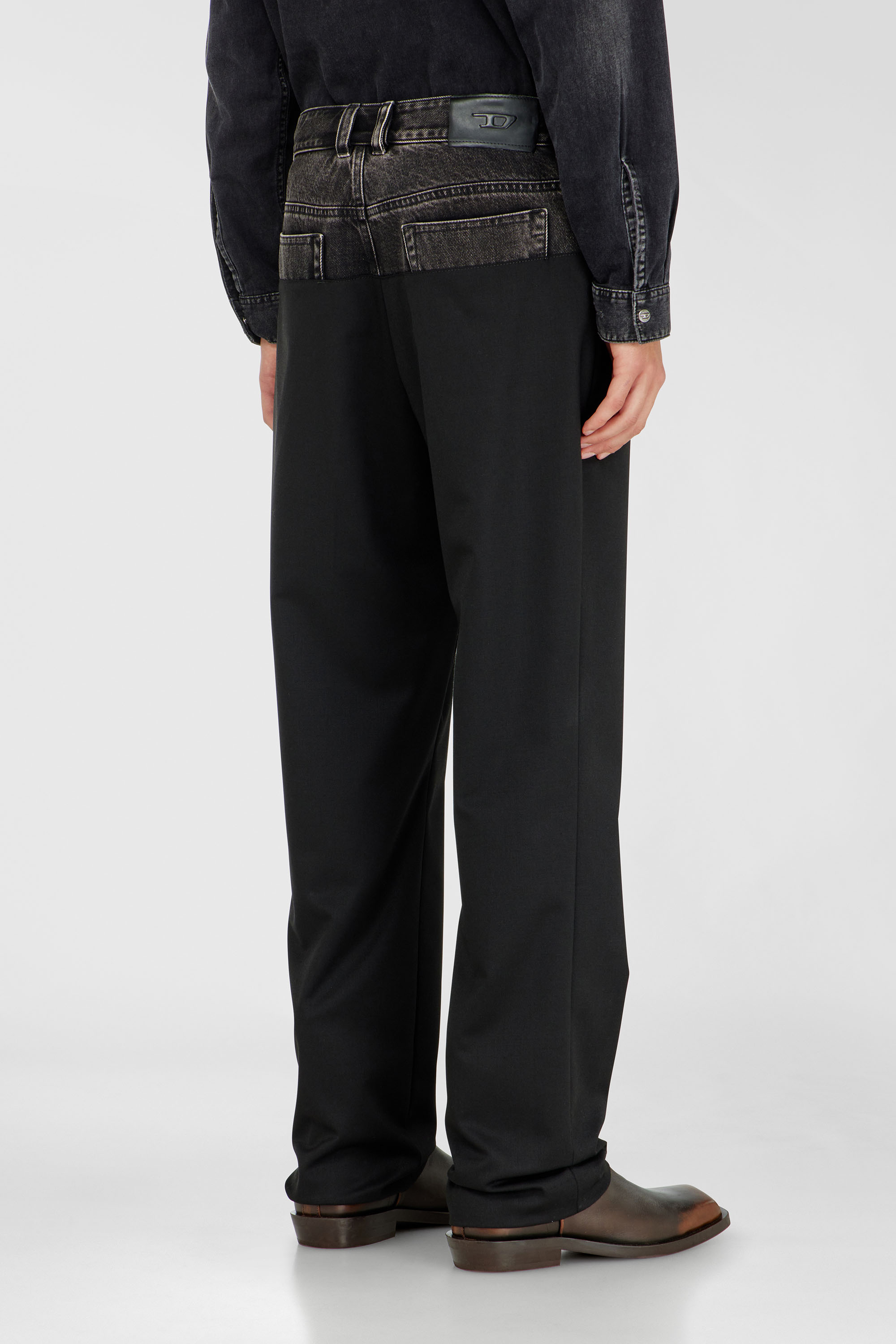 Diesel - P-LOGAN, Man's Pants with denim and tailored sections in Black - 4
