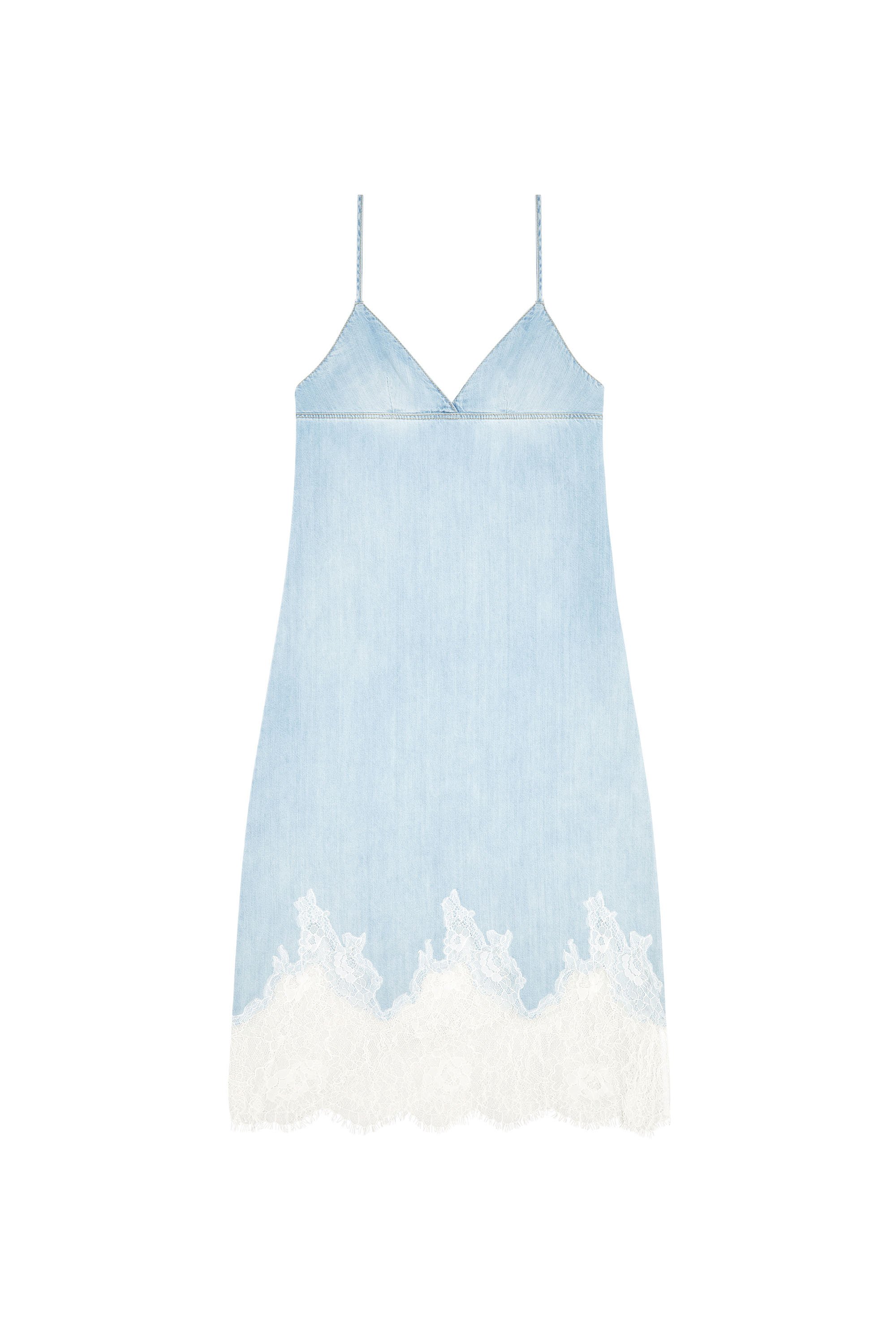 Diesel - DE-RUDE-S, Woman Strappy dress in denim and lace in Blue - Image 4