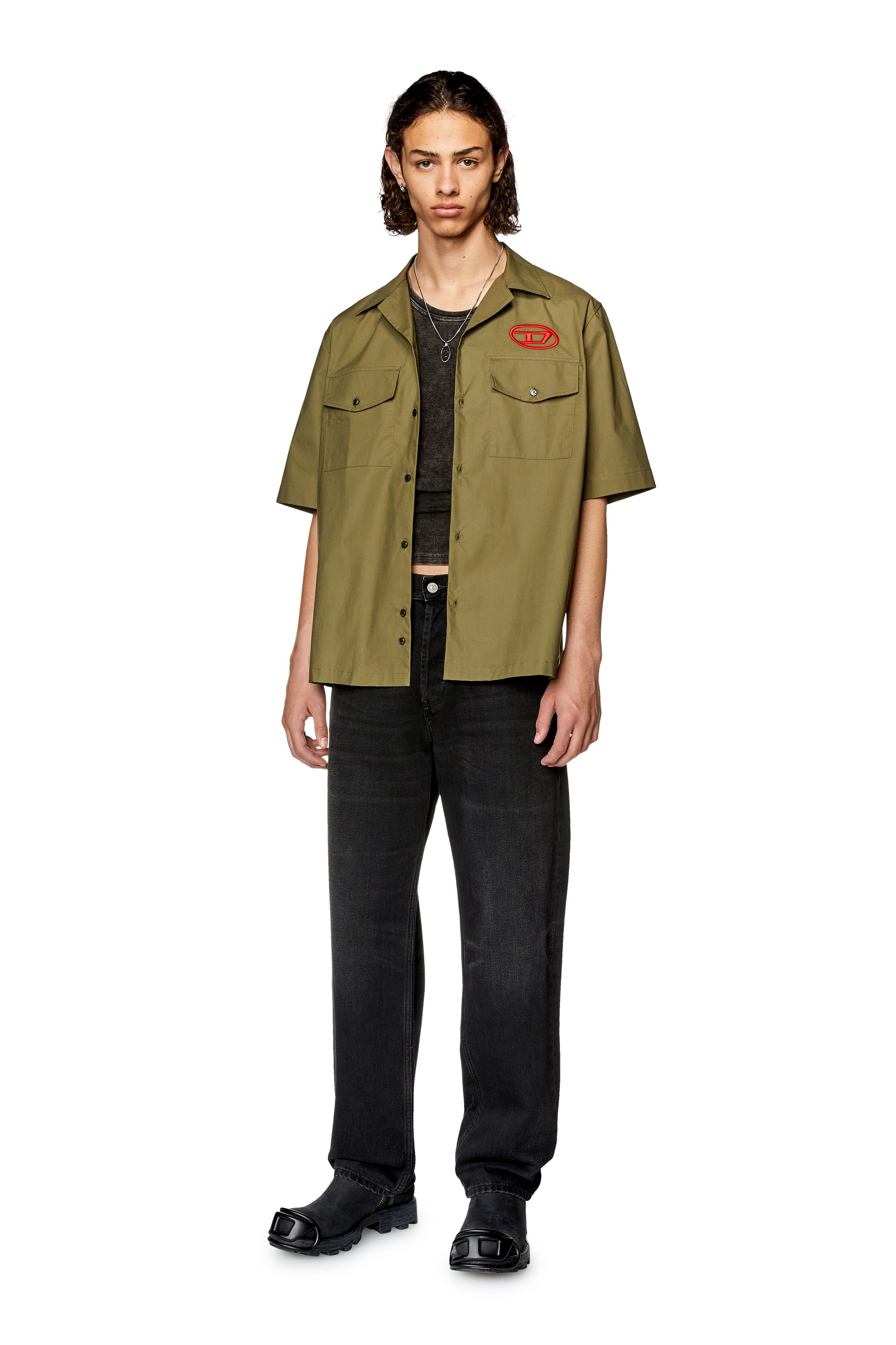 Diesel - S-MAC-22-B, Man Bowling shirt with embroidered logo in Green - Image 2