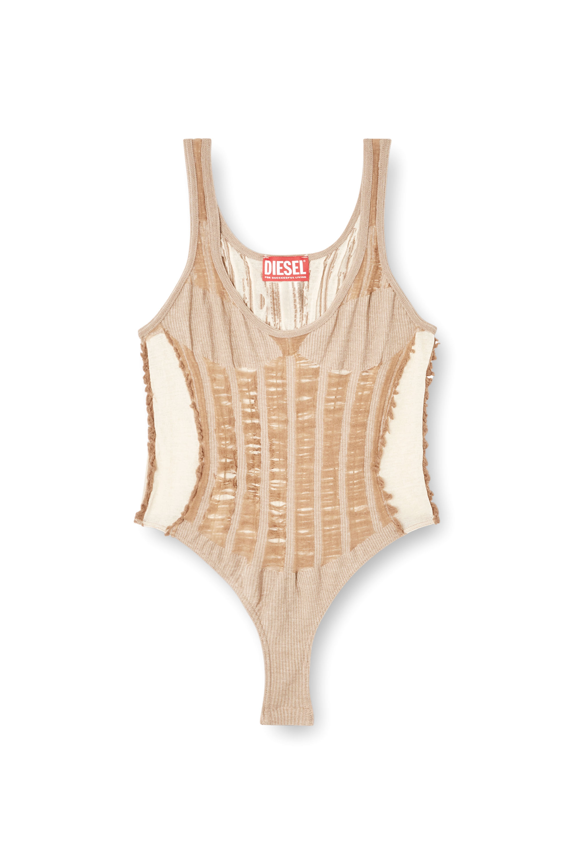 Diesel - M-CALIPSO-BODY, Woman's Seamless bodysuit with lingerie illusion in Beige - 2