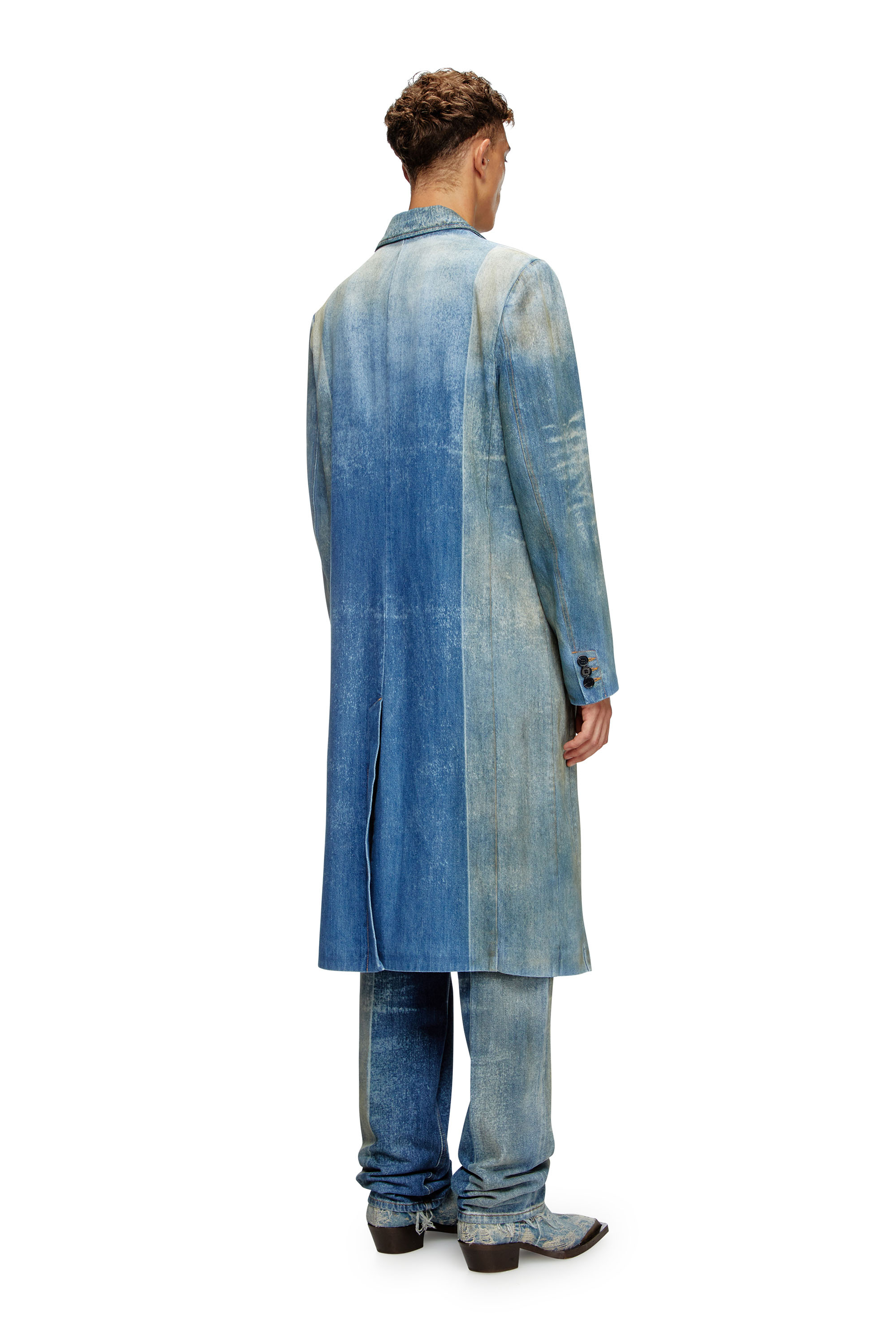 Diesel - D-BALZER-MID-FSF, Man's Denim coat with solarised folds in Medium blue - 4