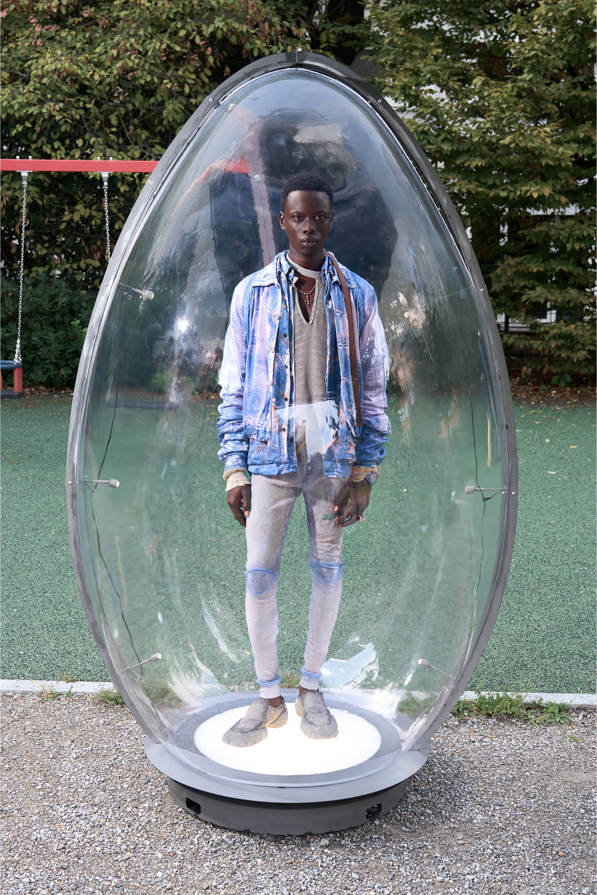 Diesel - J-ORION-PLAIN, Man's Shirt-collar jacket with X-ray effect in Light Blue - 3