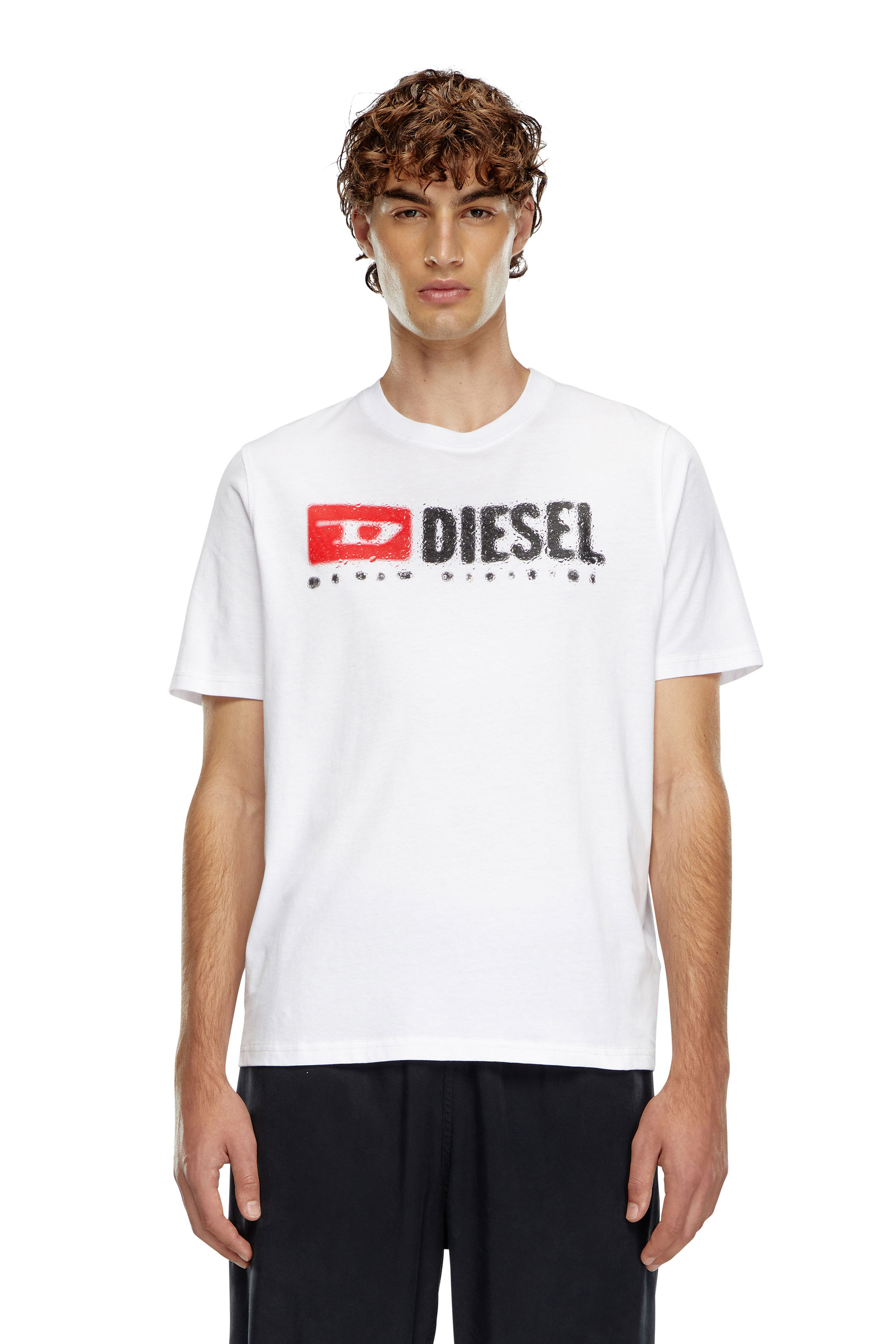 Diesel - T-ADJUST-K14, Man's T-shirt with splashed-effect logo in White - 1