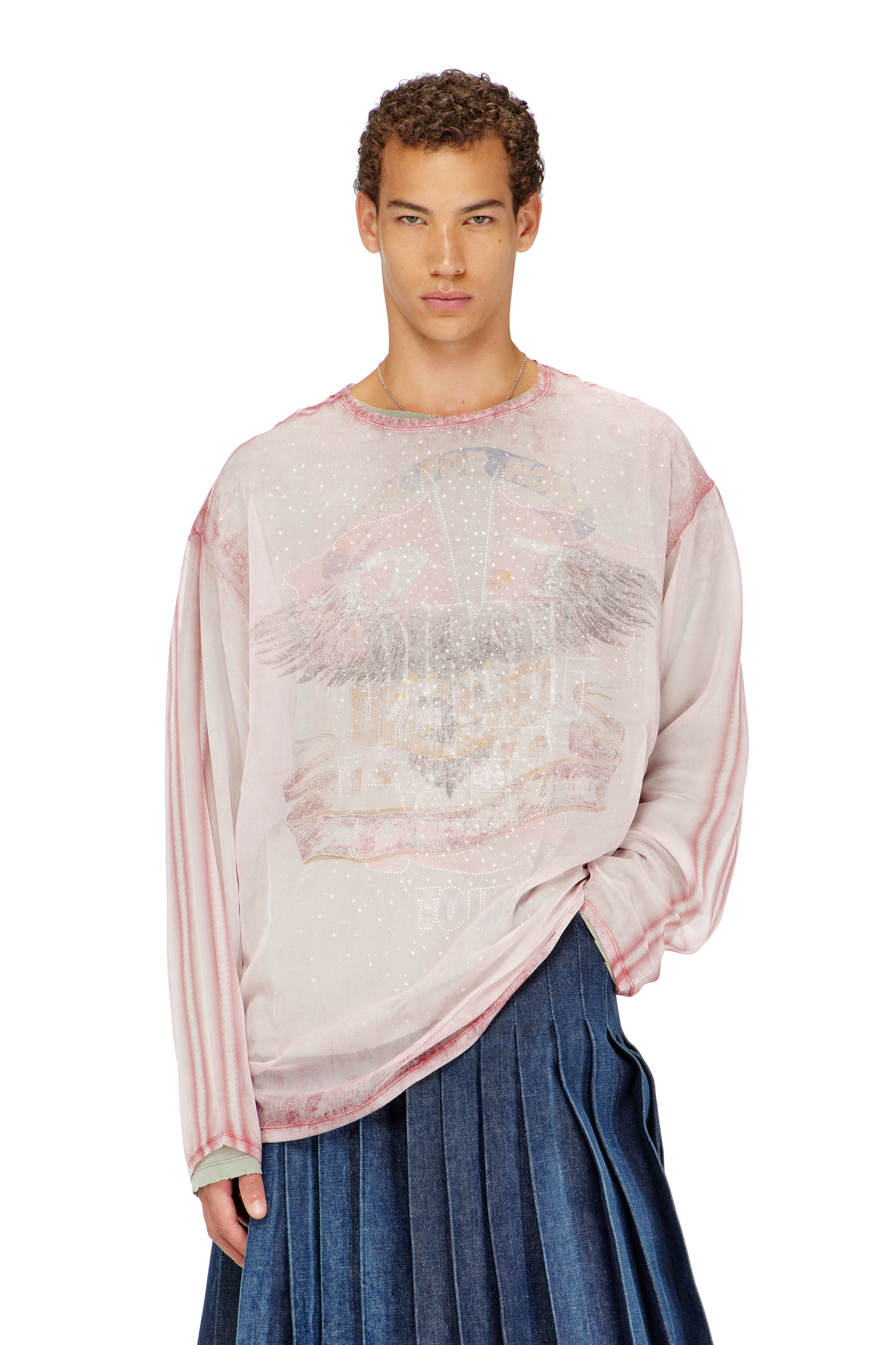 Diesel - T-DOUBLEX-LS, Man's Sheer chiffon top with concert graphics in null - 3