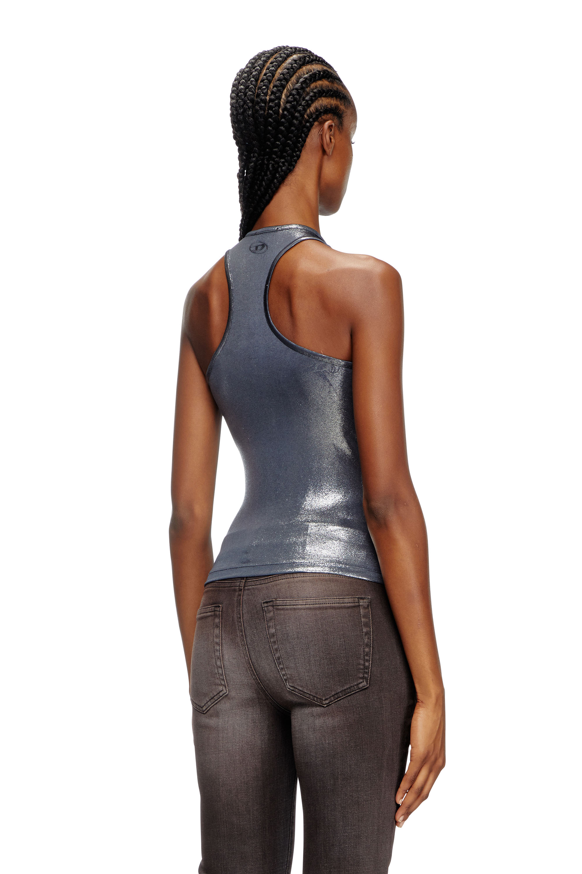 Diesel - T-AMA, Woman's Metallic tank top in Blue - 4