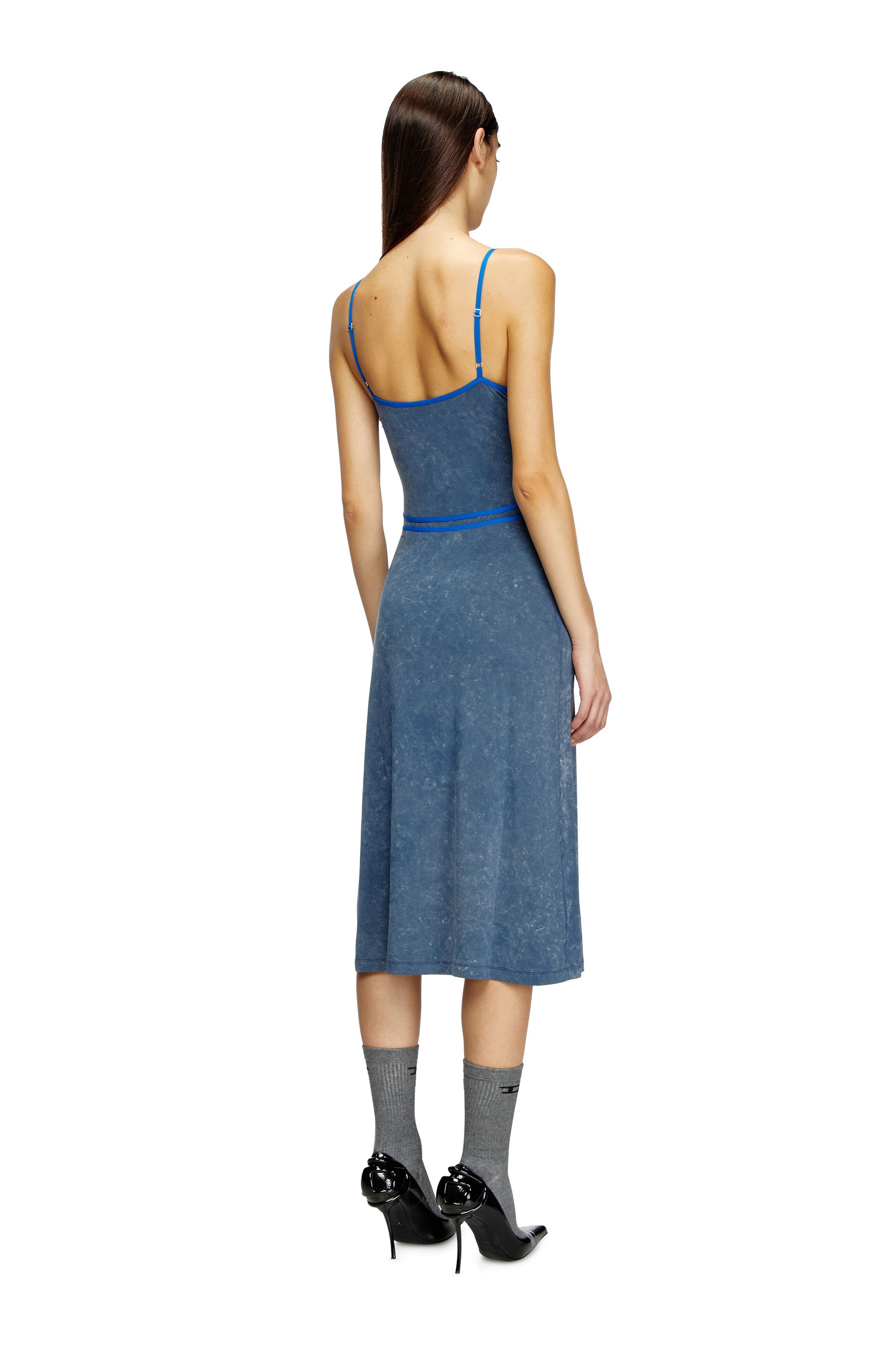 Diesel - D-WOW, Woman's Strappy dress with underwear detail in Blue - 4