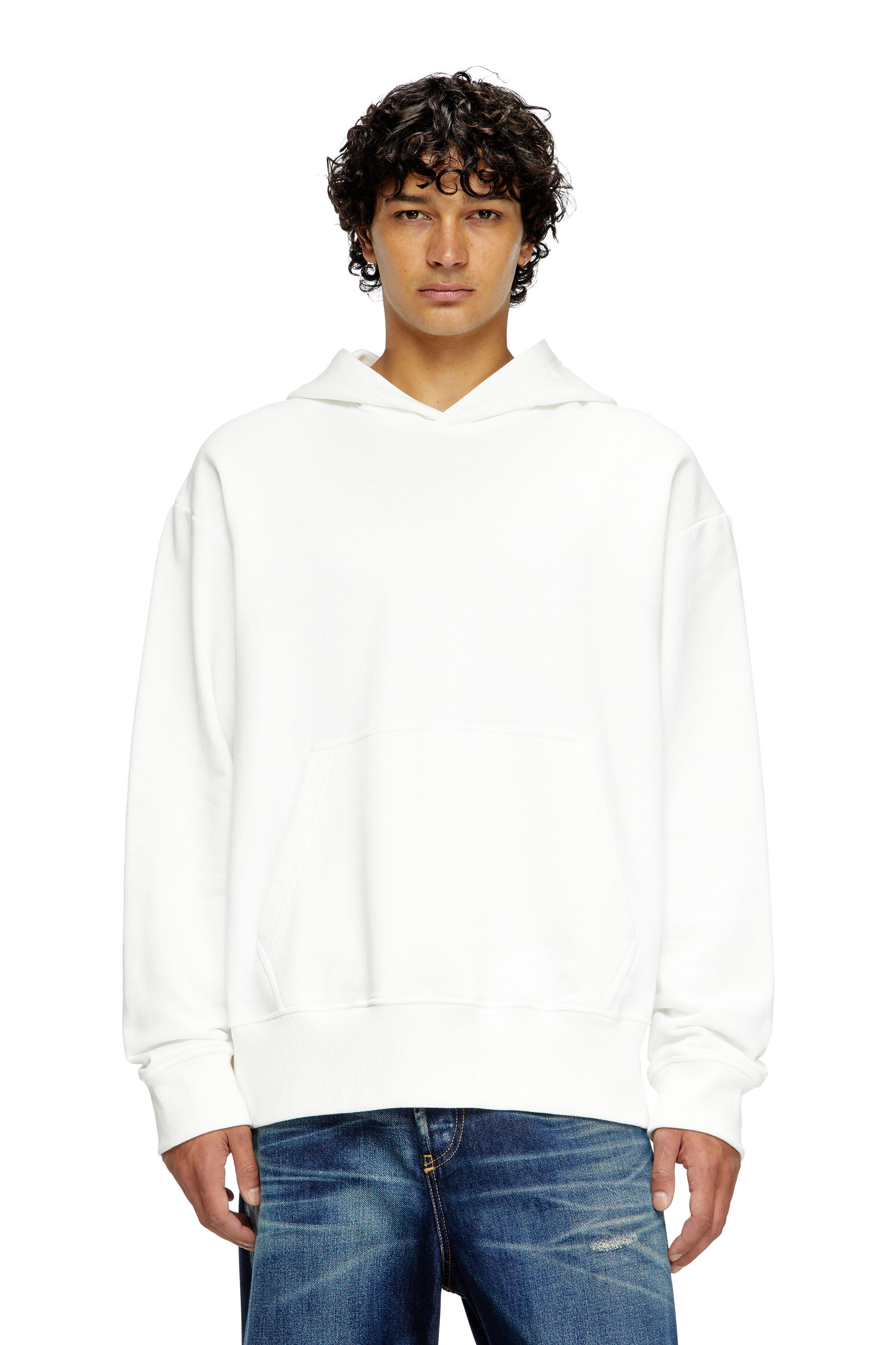 Diesel - S-MACS-HOOD-MEGOVAL-D, Man's Hoodie with logo embroidery in White - 3