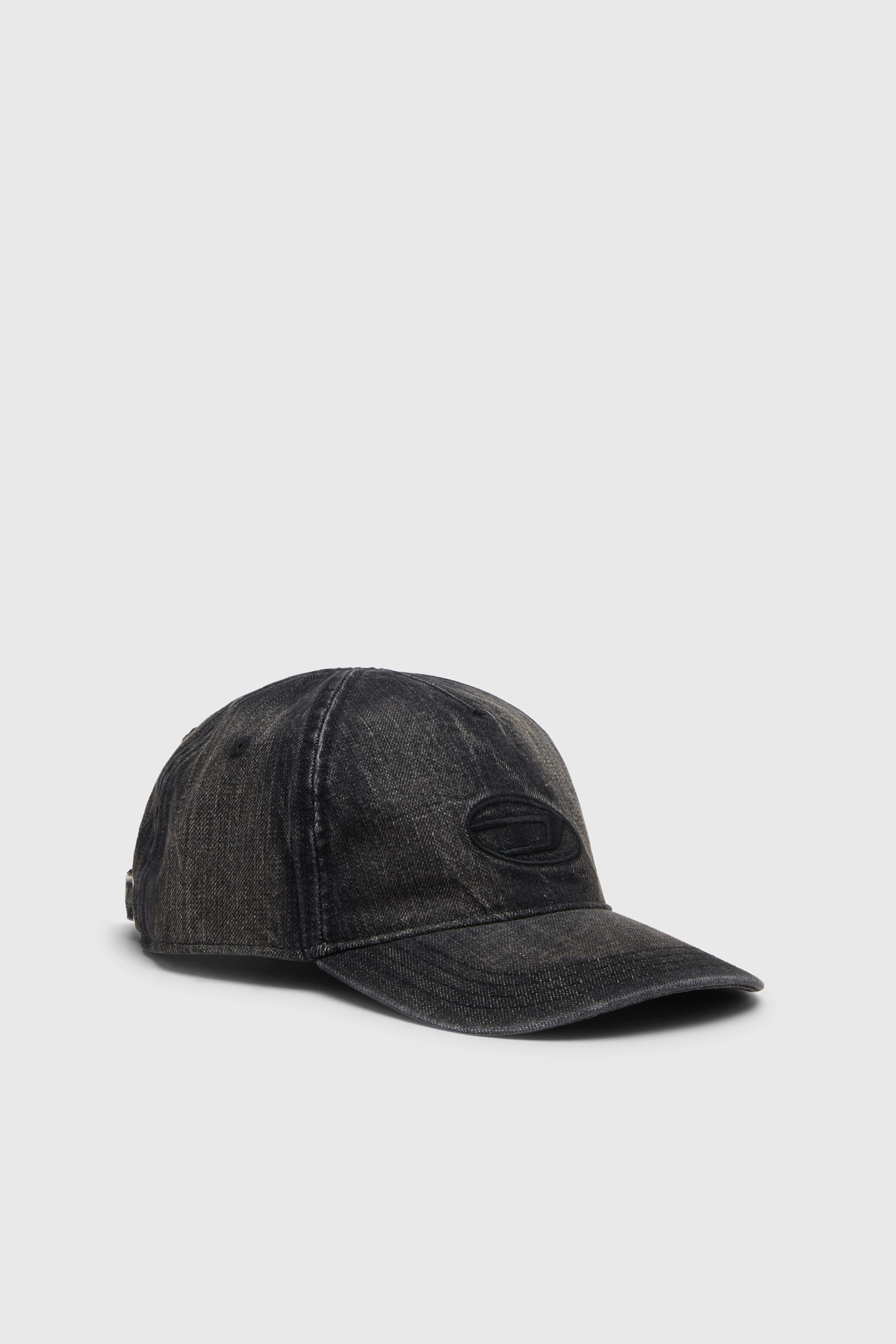 Diesel - C-ENIC, Man's Denim cap with frayed details and embroidered logo in Black Jeans - 1