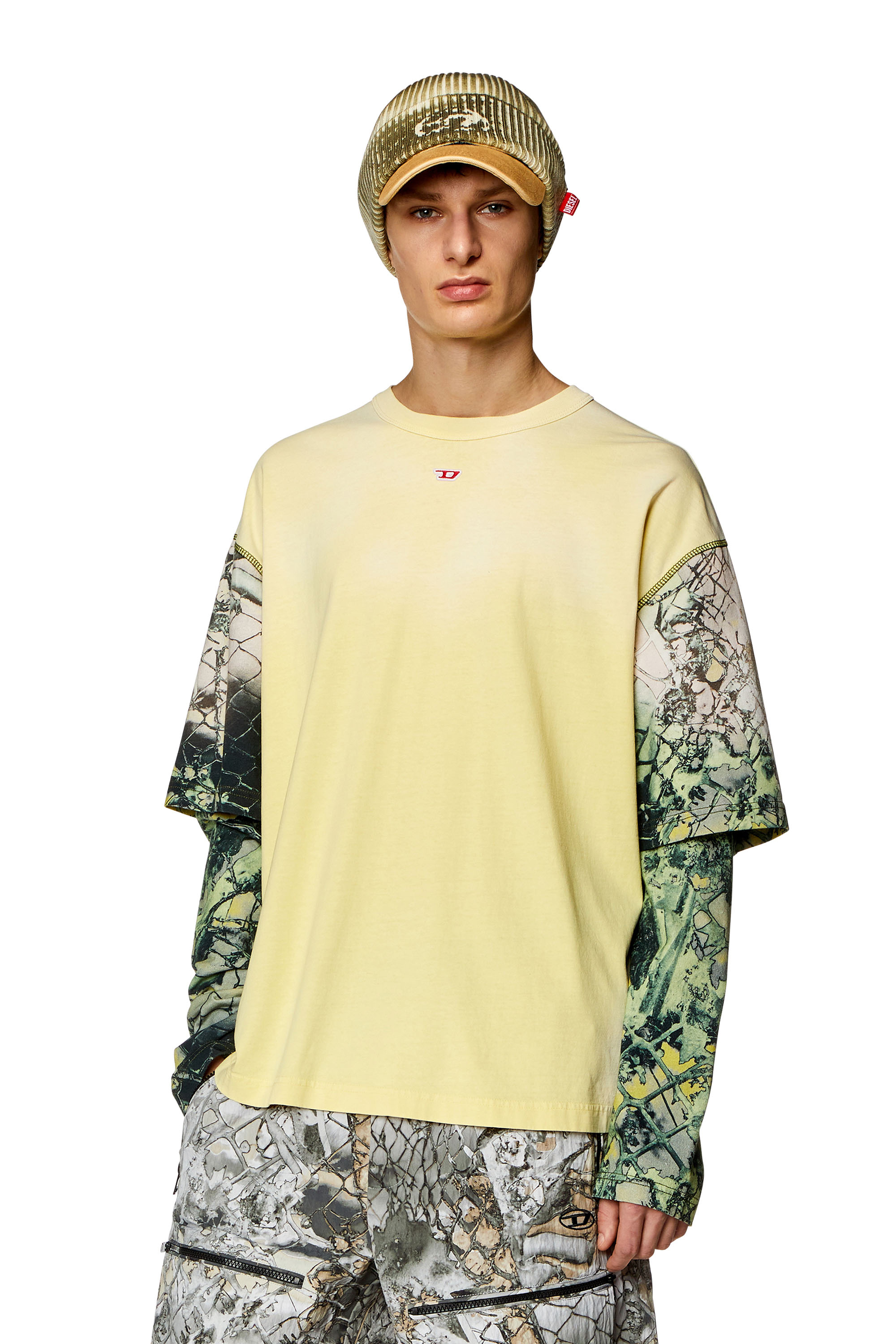 Diesel - T-WESHER-N5, Man Layered T-shirt with graphic sleeves in Multicolor - Image 1