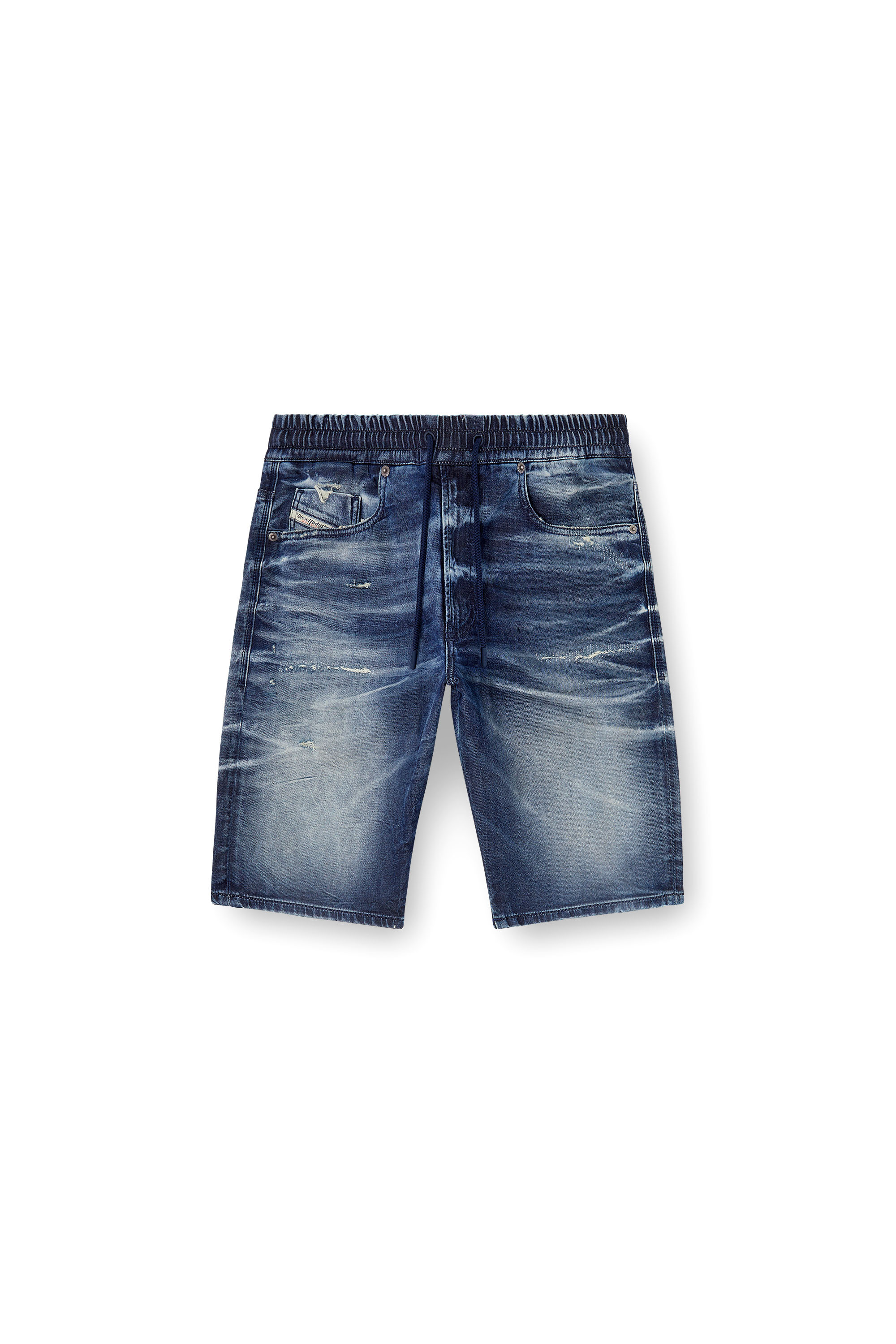 Diesel - 2033 D-KROOLEY-SHORT JOGG, Man's Slim fit shorts in treated JoggJeans in Dark Blue - 4