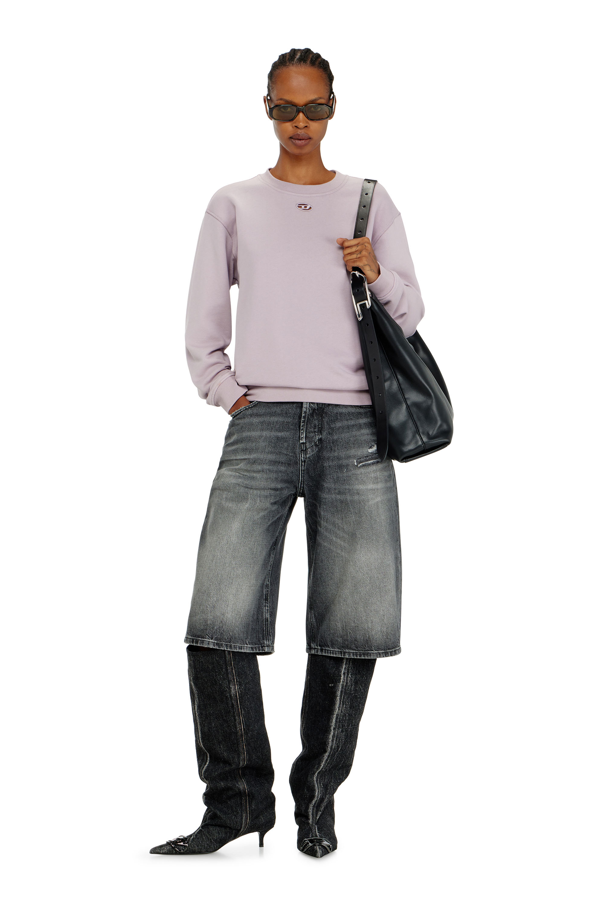 Diesel - F-NORMY-OD, Woman's Cotton sweatshirt with Oval D embroidery in Lilac - 1