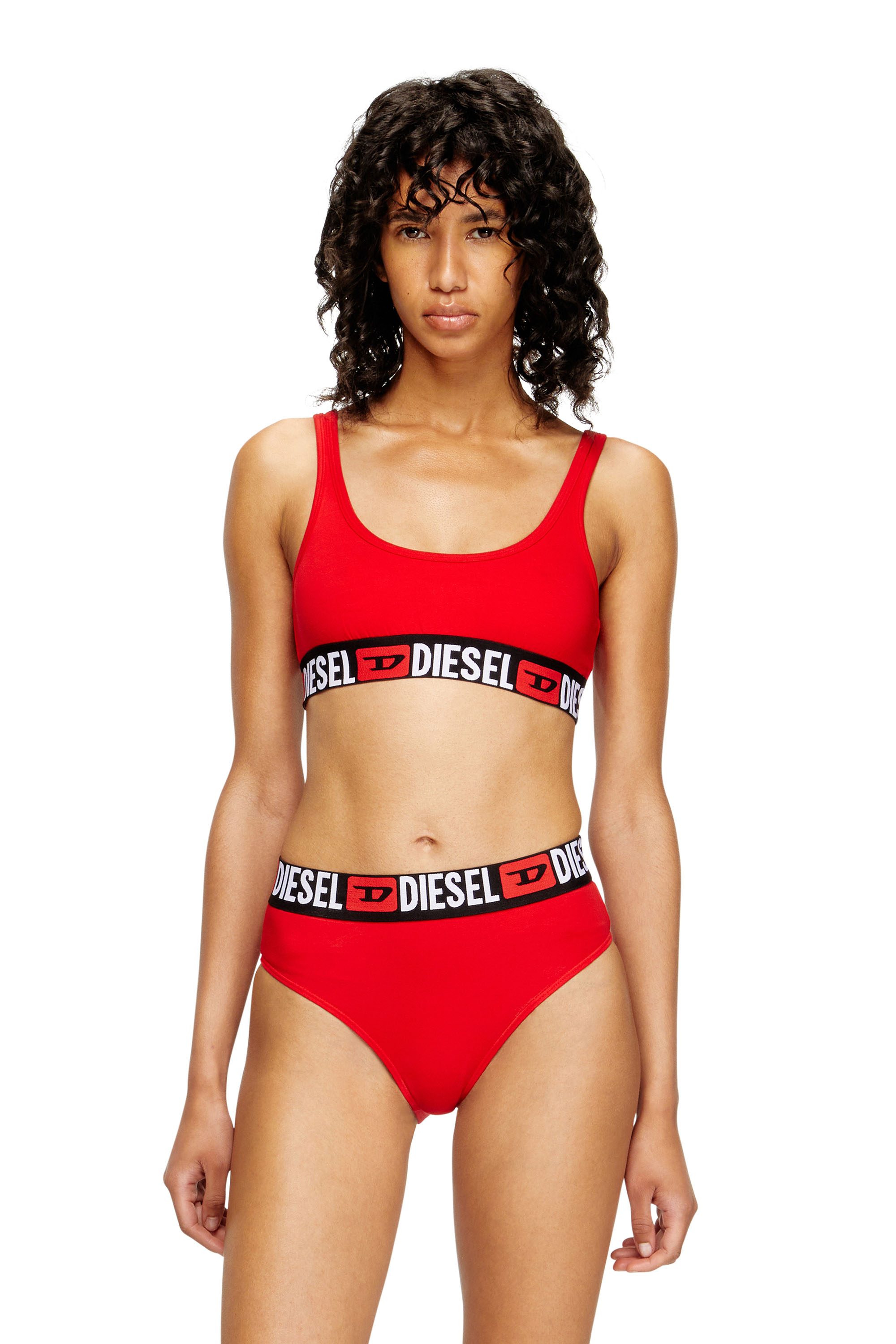 Diesel - UFSB-ORIBA, Woman's Bralette with logo band in Red - 3