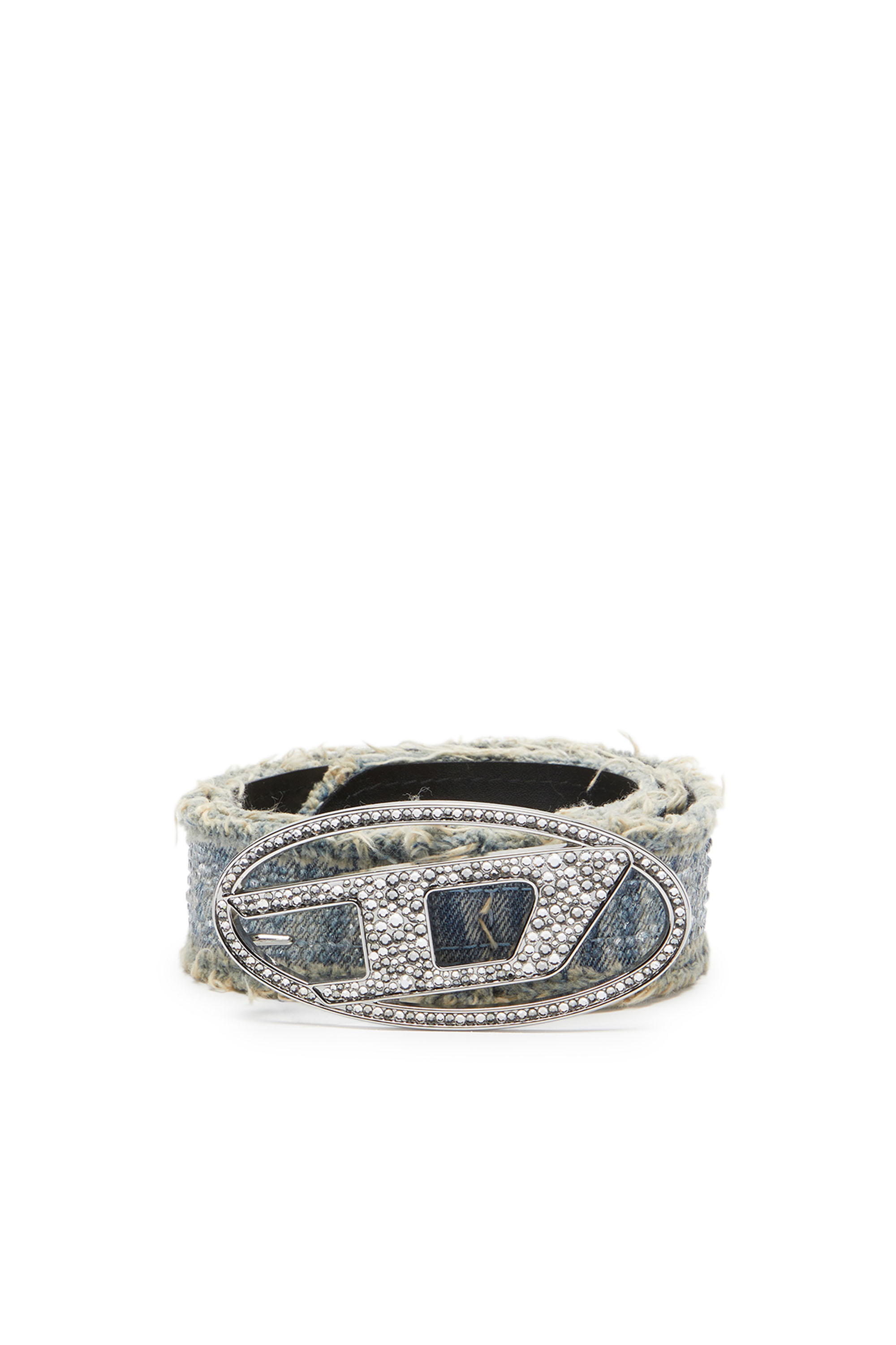 Diesel - B-1DR STRASS, Woman Leather-backed denim belt with crystals in Blue - Image 2