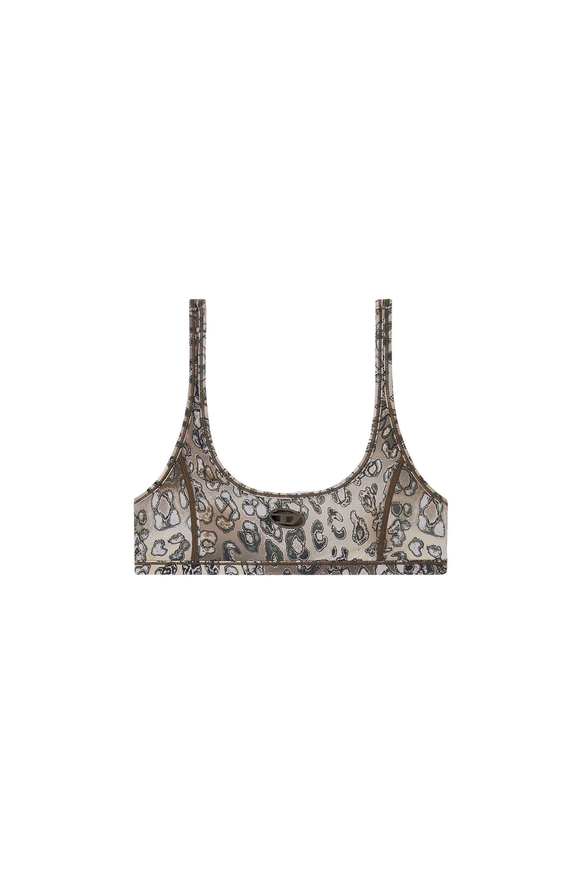 Diesel - CHELSEA-UTLT, Woman's Leopard print nylon sports bra in Brown - 2