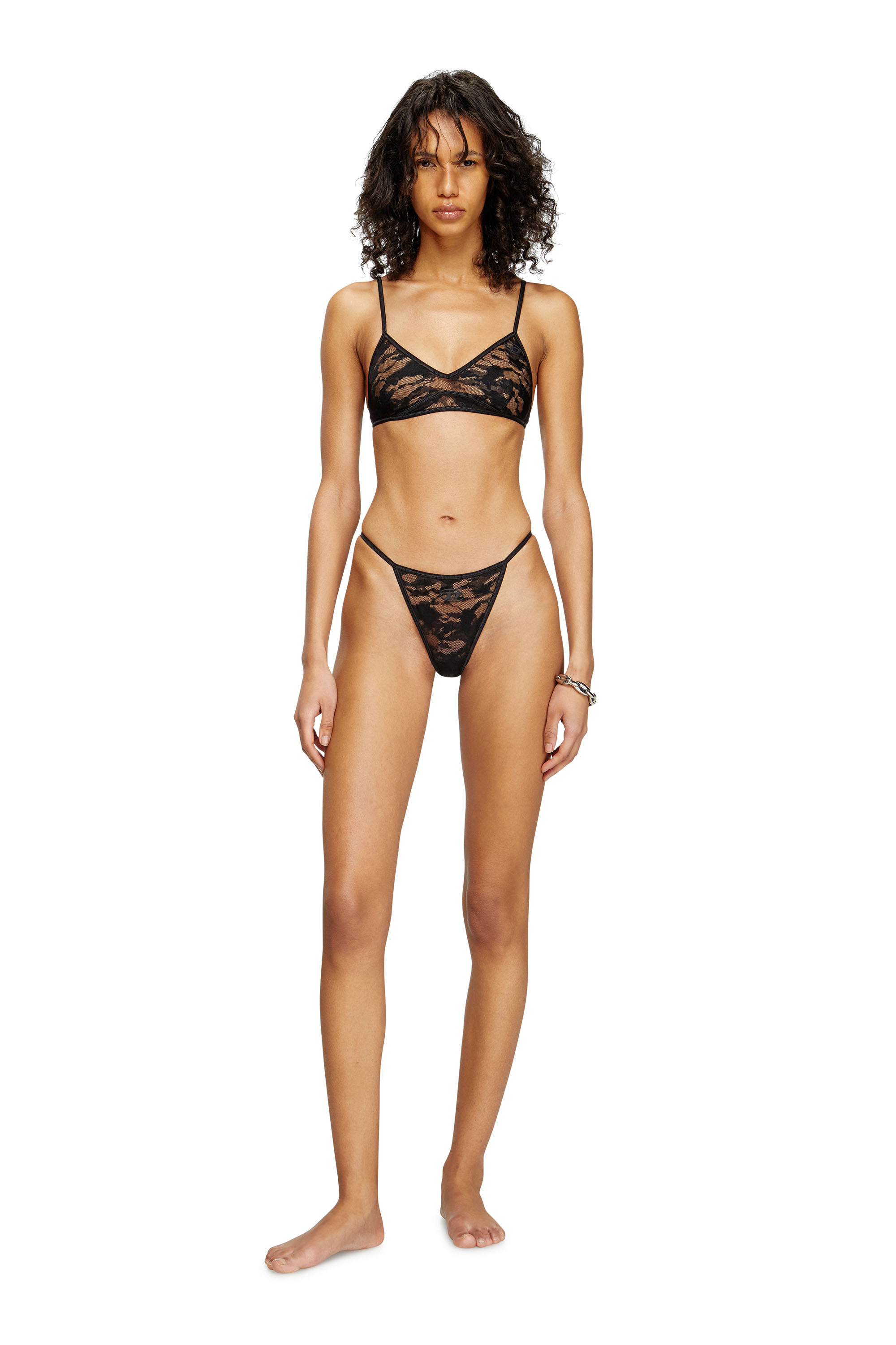 Diesel - BEATRIX-UTLT, Woman's Thong in stretch camo lace in Black - 1