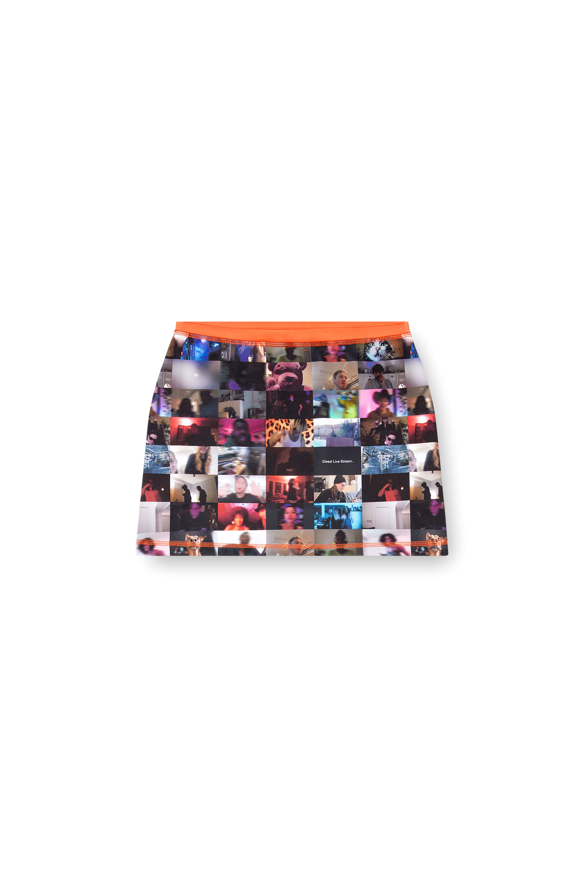 Diesel - O-PLAT, Woman's Mini skirt with Pop print in Black/Orange - 3