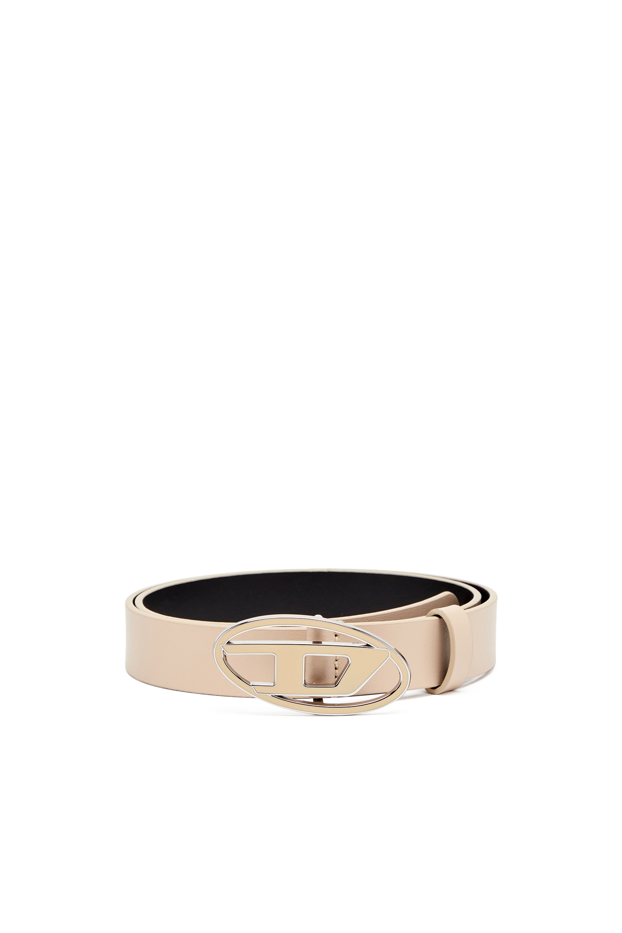 Diesel - B-1DR 25, Woman's 2.4cm leather belt with enamelled buckle in Beige - 1