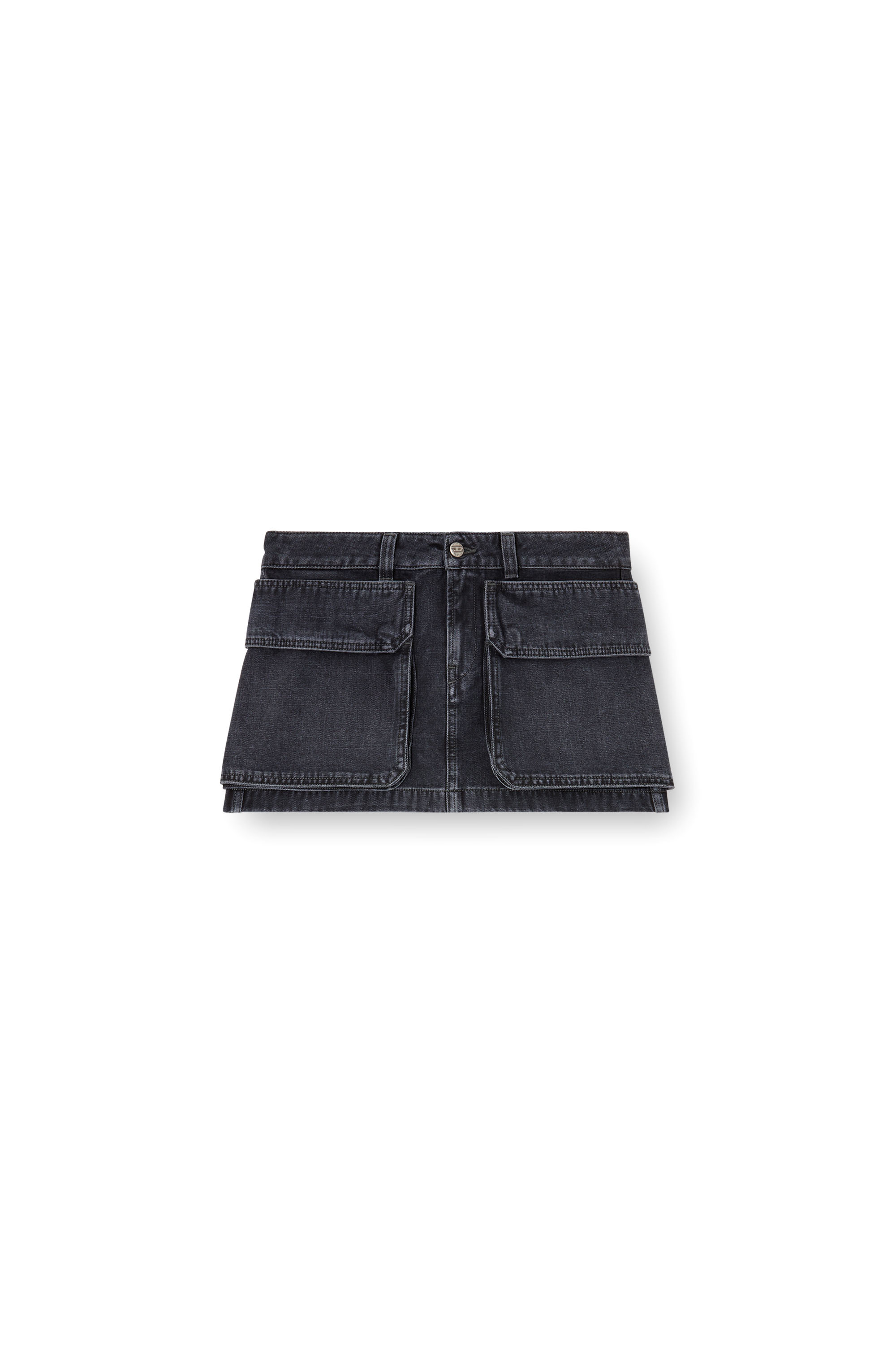 Diesel - DE-TON, Woman's Mini skirt in batavia-weave denim in Black - 2