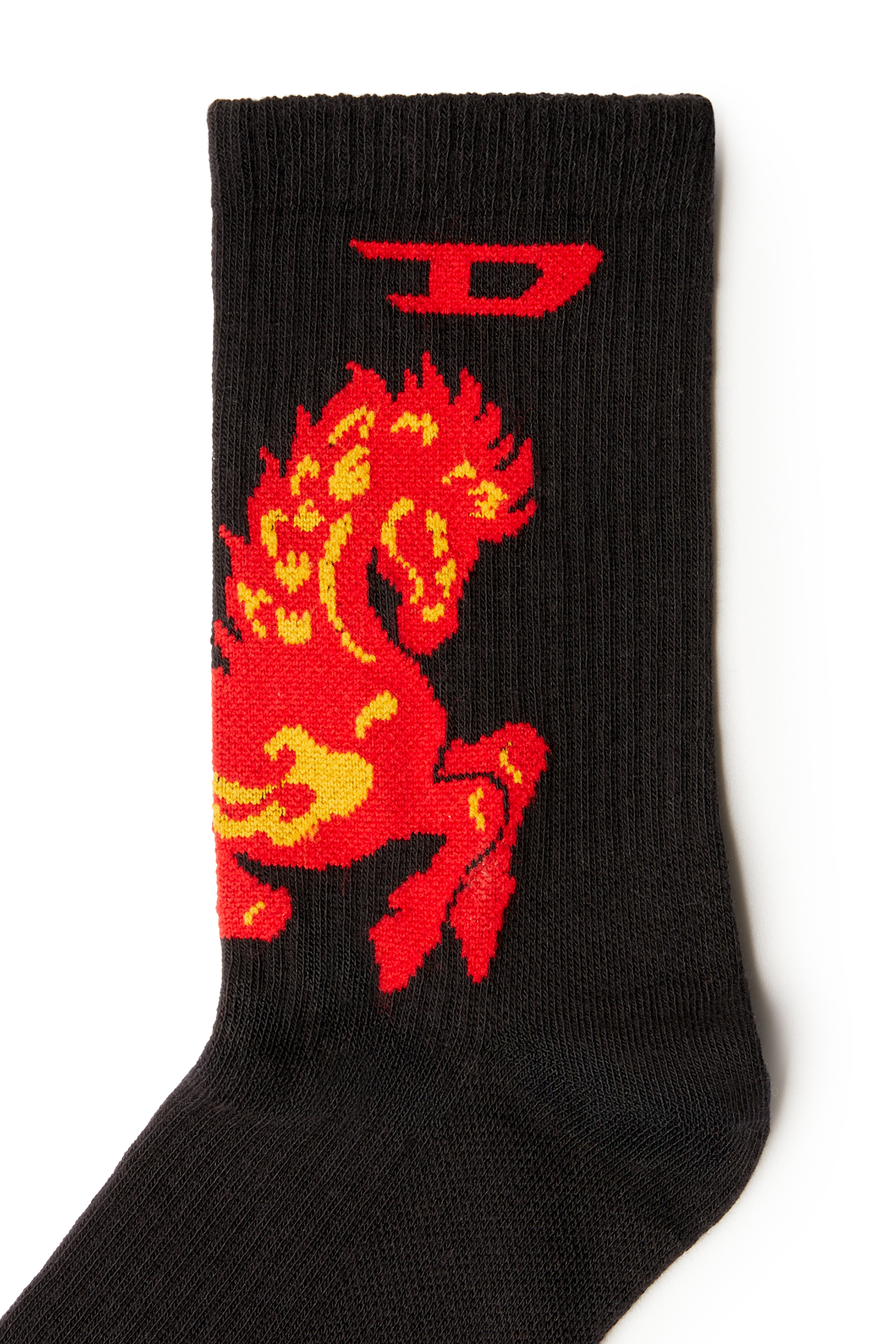 Diesel - SKM-D-TENNIS-CREW-17,5, Man's Three-pack cotton socks with horse and logo in Black - 2