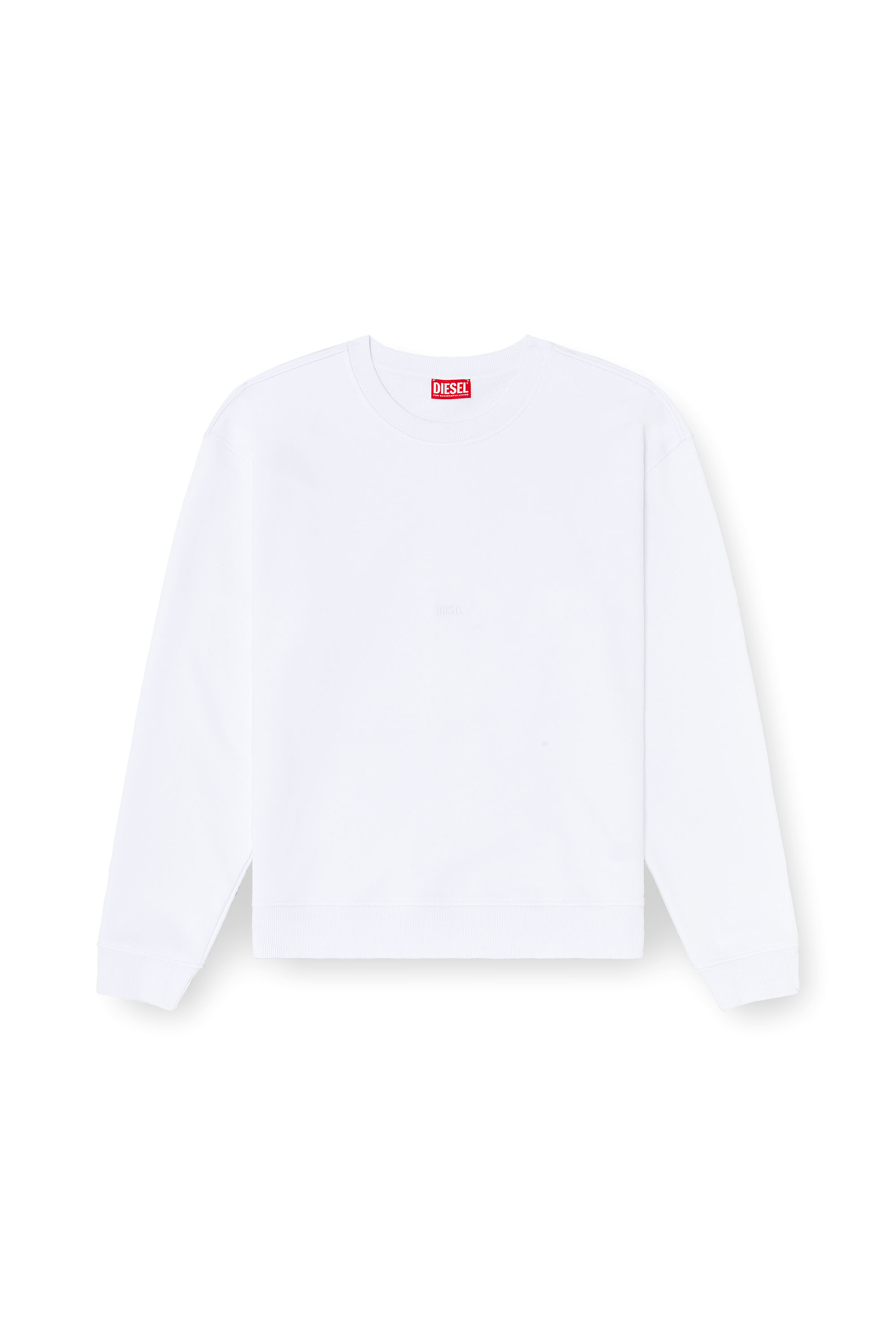 Diesel - S-NORM-AA5, Man's Cotton sweatshirt with micro logo embroidery in White - 3