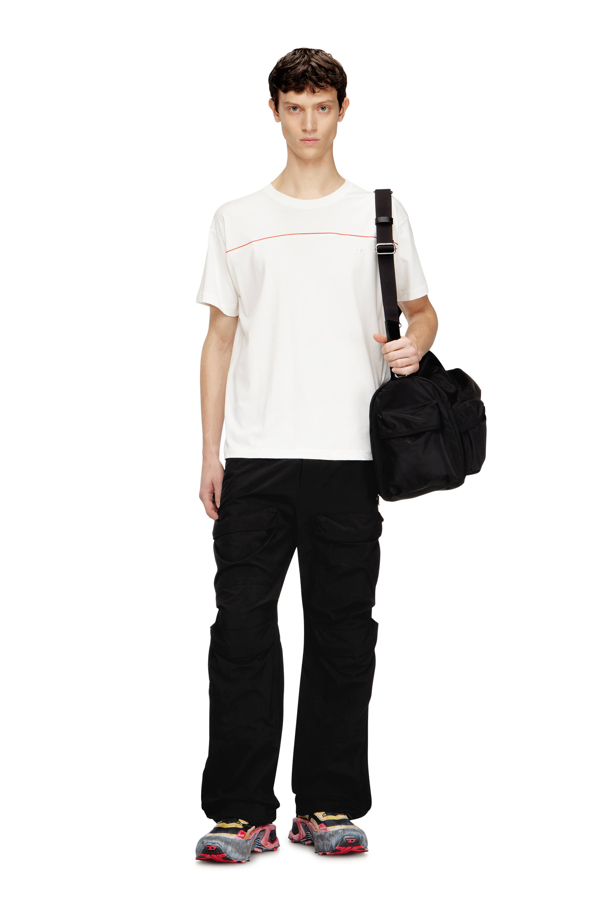 Diesel - T-NORM-PIPING, Man's T-shirt with contrast piping in White - 2