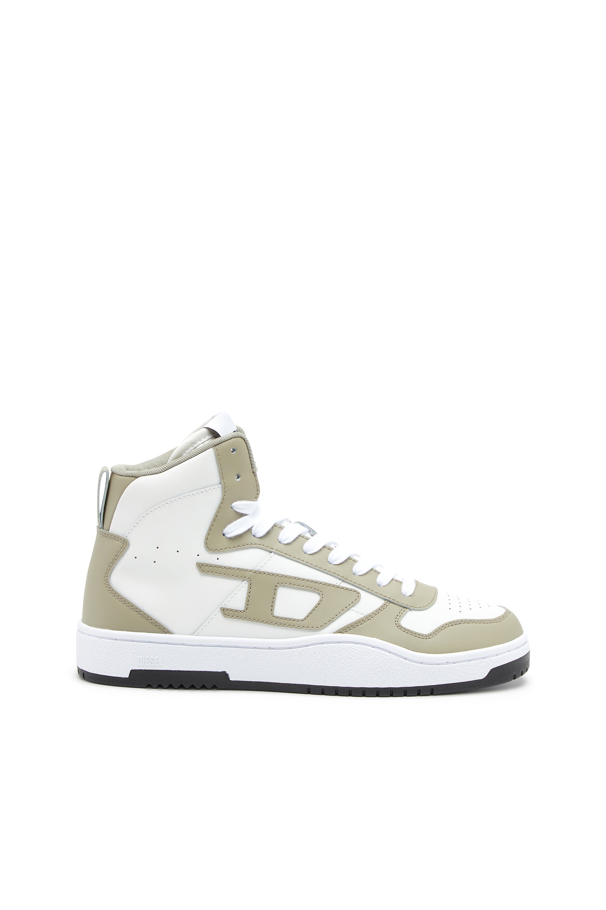 Diesel - S-UKIYO V2 MID, Man's S-Ukiyo-High-top sneakers in leather in White/Green - 1