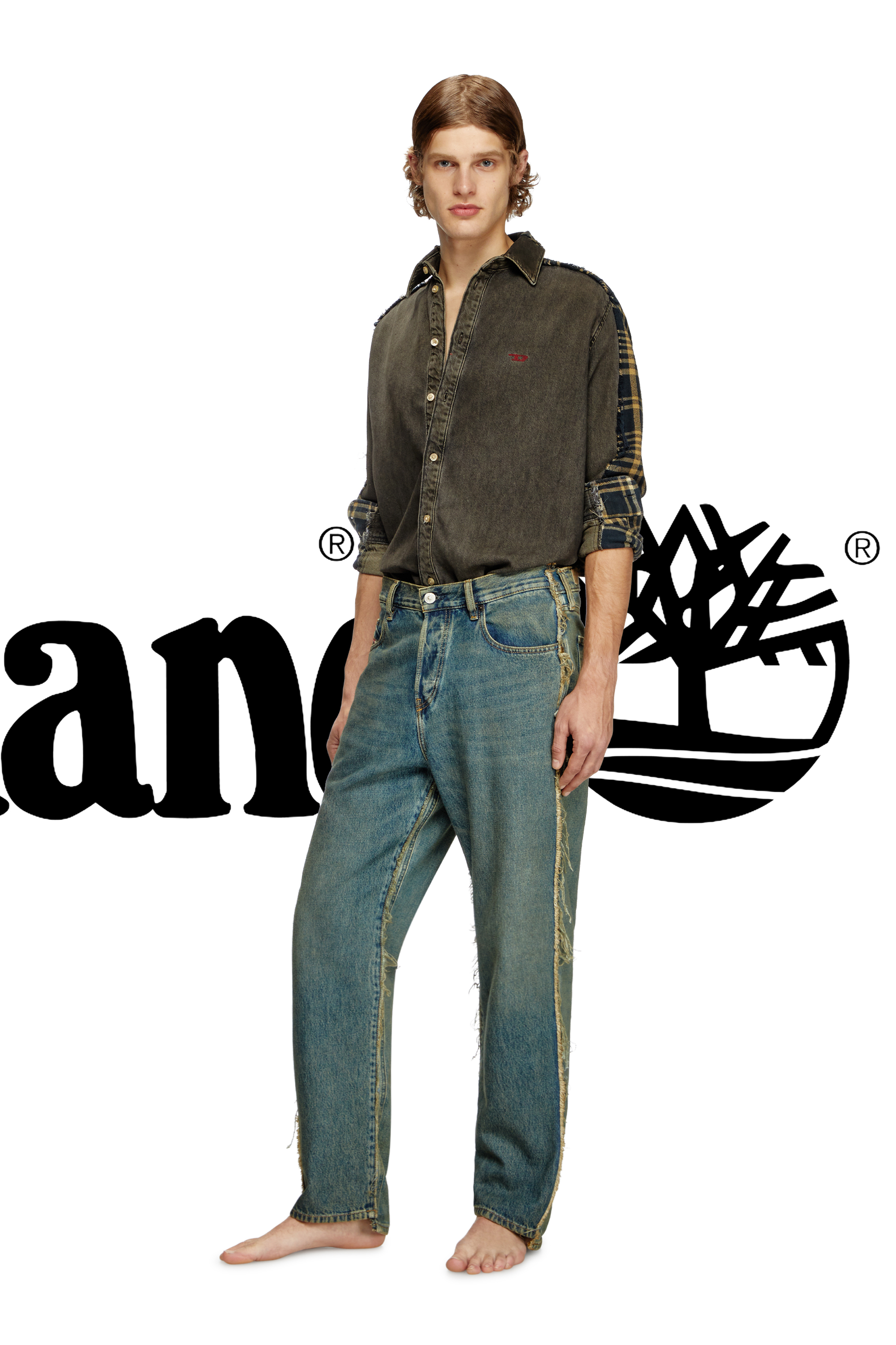 Diesel - Shirt Dieseloves 5A, Unisex's Overdyed denim and check and shirt in Black/Blue - 2