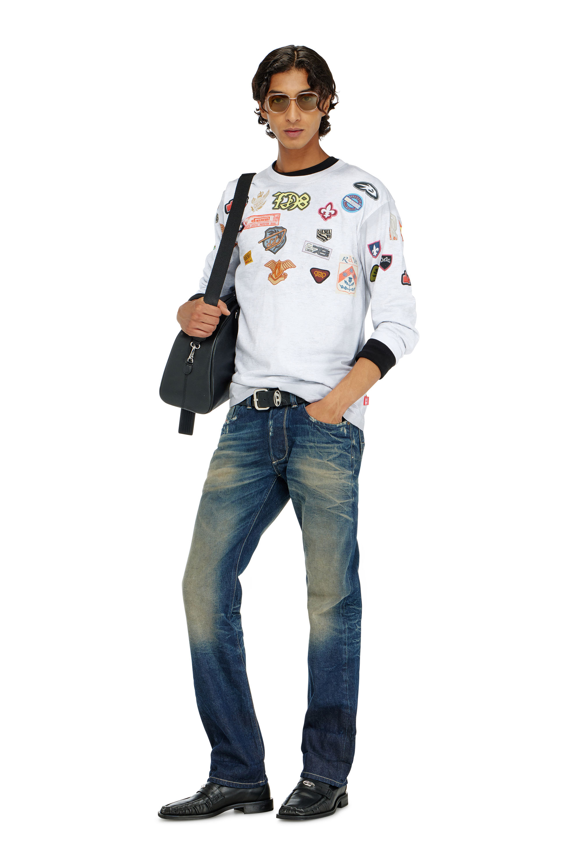 Diesel - T-NORME-LS-PATCHES, Man's Long-sleeve T-shirt with all-over patches print in White - 2