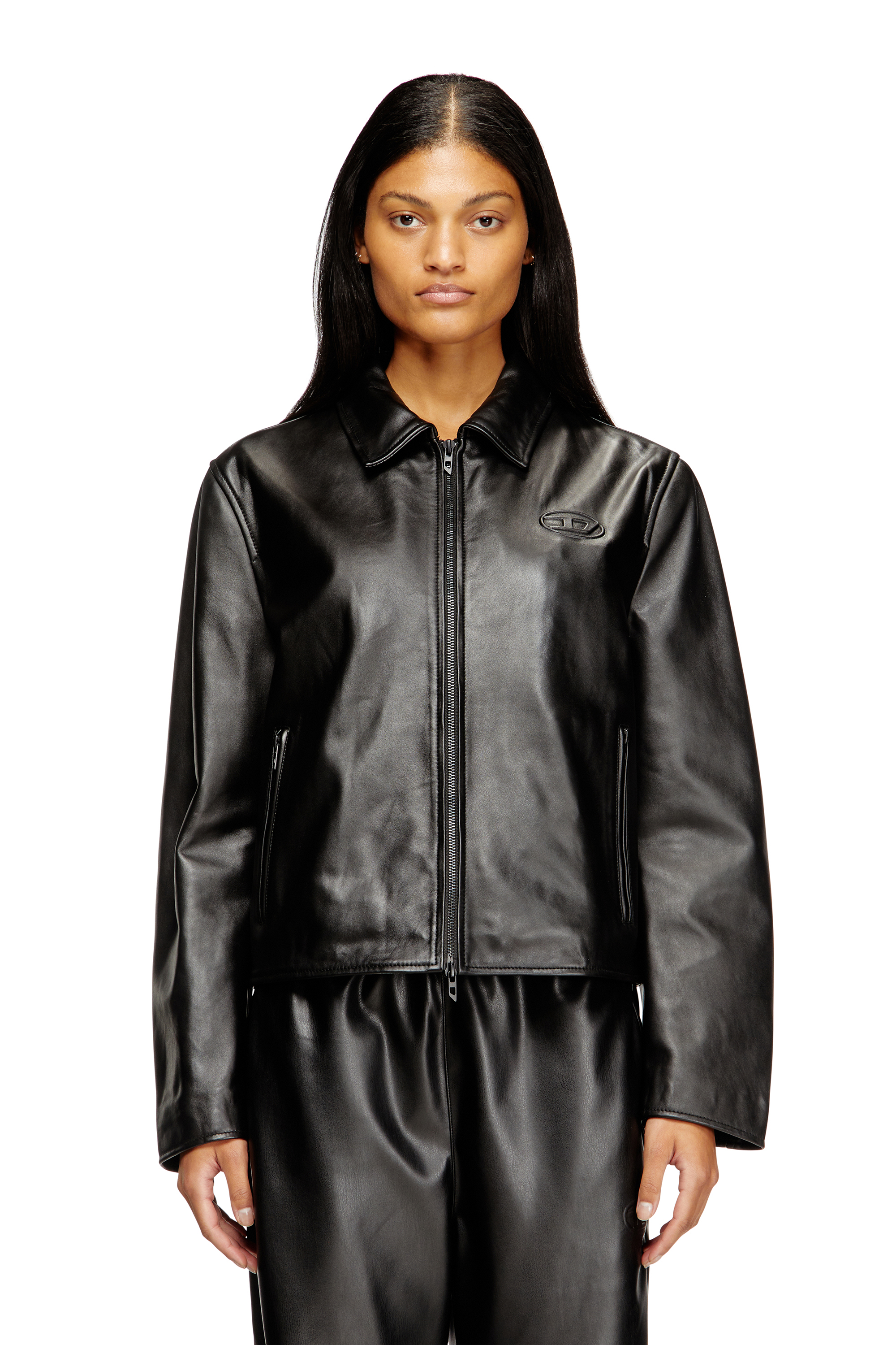 Diesel - L-AMAR-FEM-S2, Woman's Coach jacket in leather in Black - 3