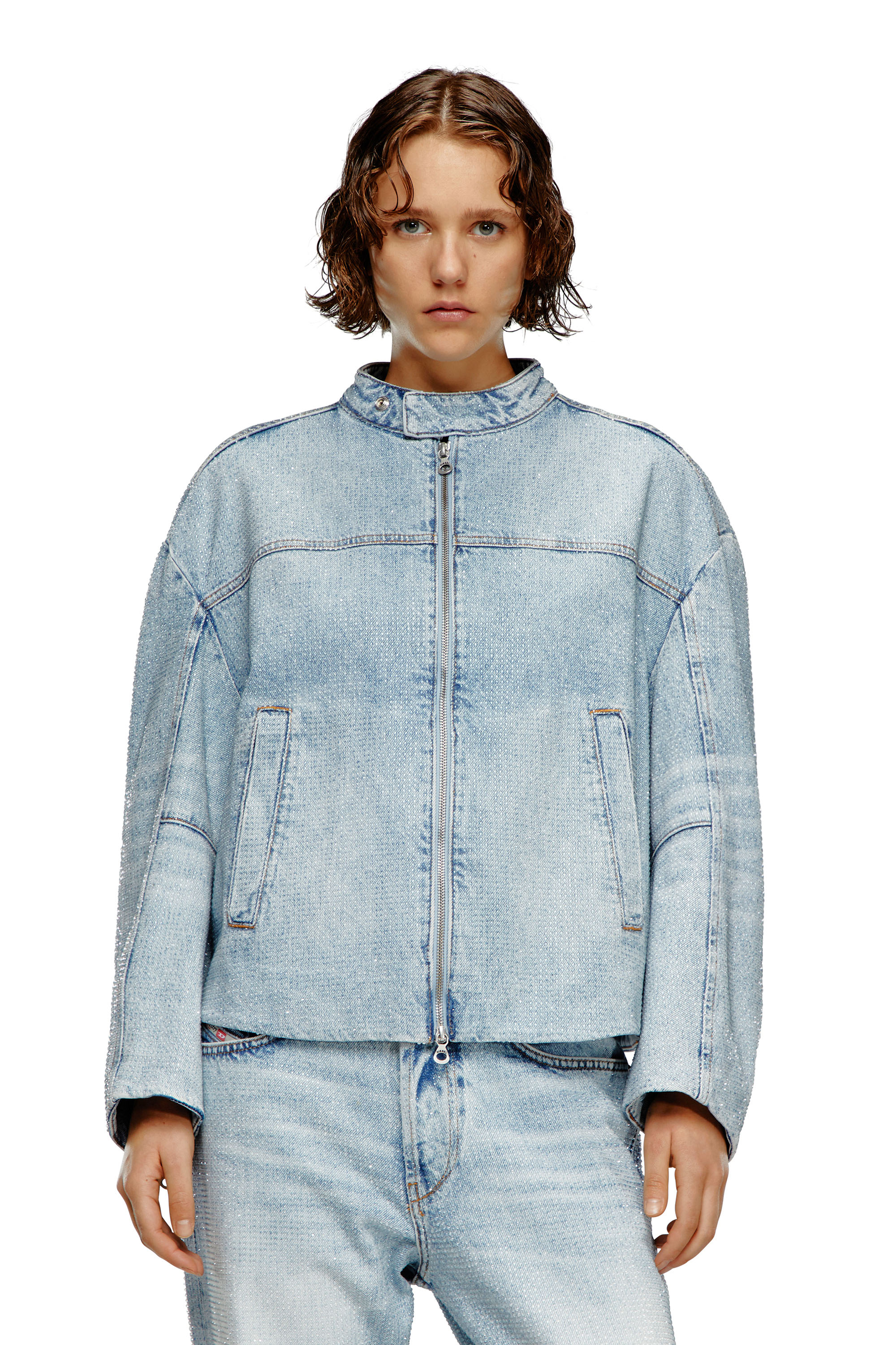 Diesel - DE-MARGE-FSE, Woman Oversized jacket in crystal denim in Blue - Image 5