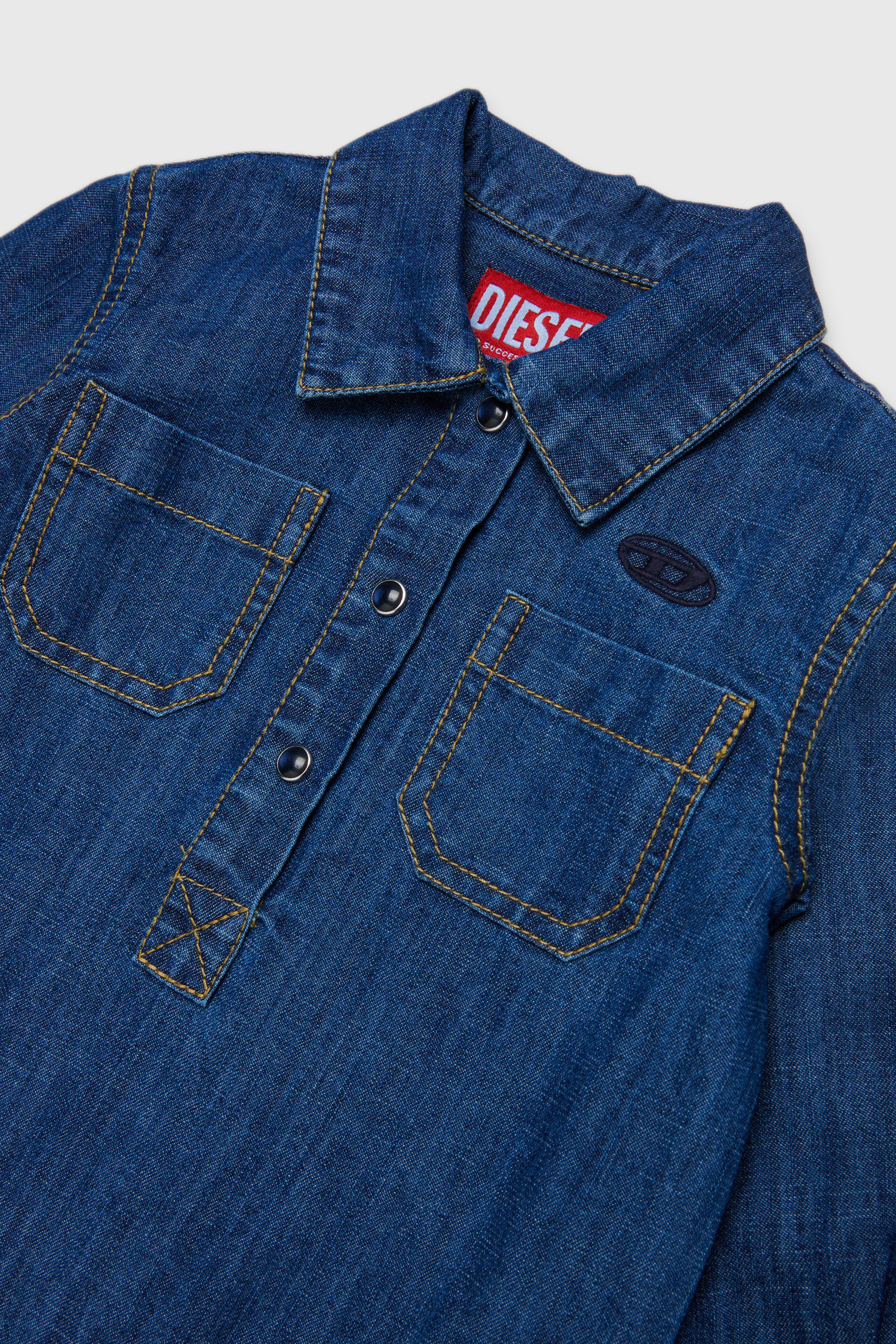 Diesel - DELBIB, Woman's Denim shirt dress with Oval D logo embroidery in Medium blue - 3