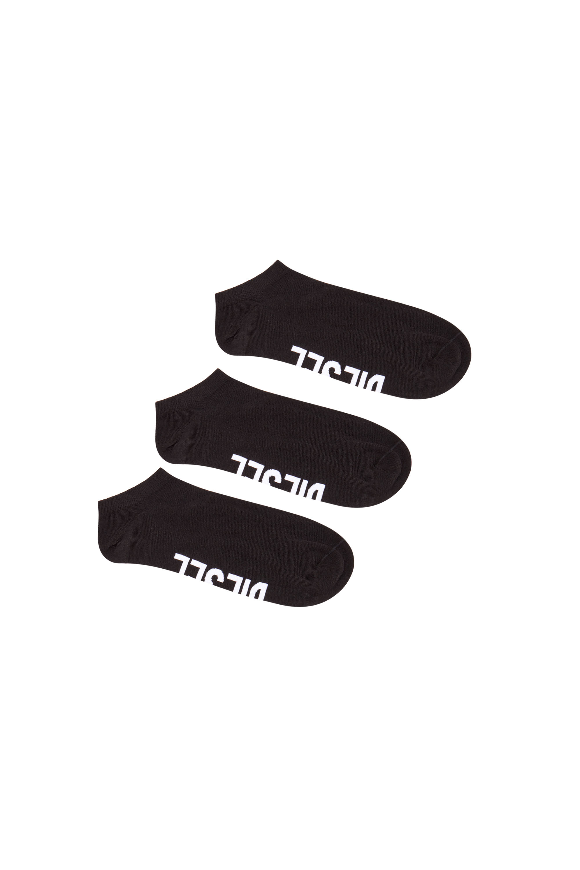 Diesel - SKM-GOST-THREEPACK, Man's 3-pack low-cut logo instep socks in Black - 1