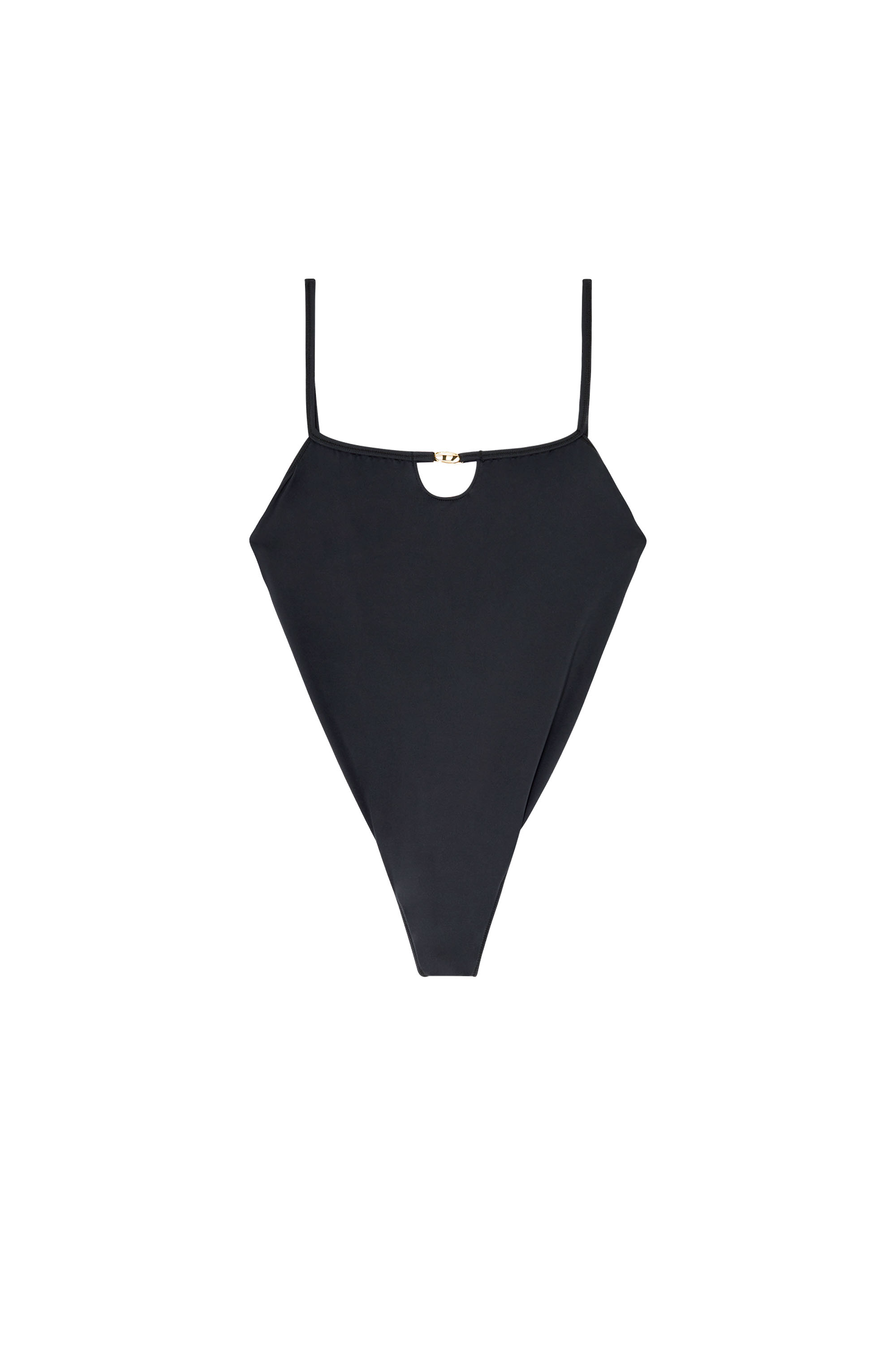 Diesel - KIARA-UTLT, Woman's Nylon bodysuit with cut-out and metal Oval D in Black - 2