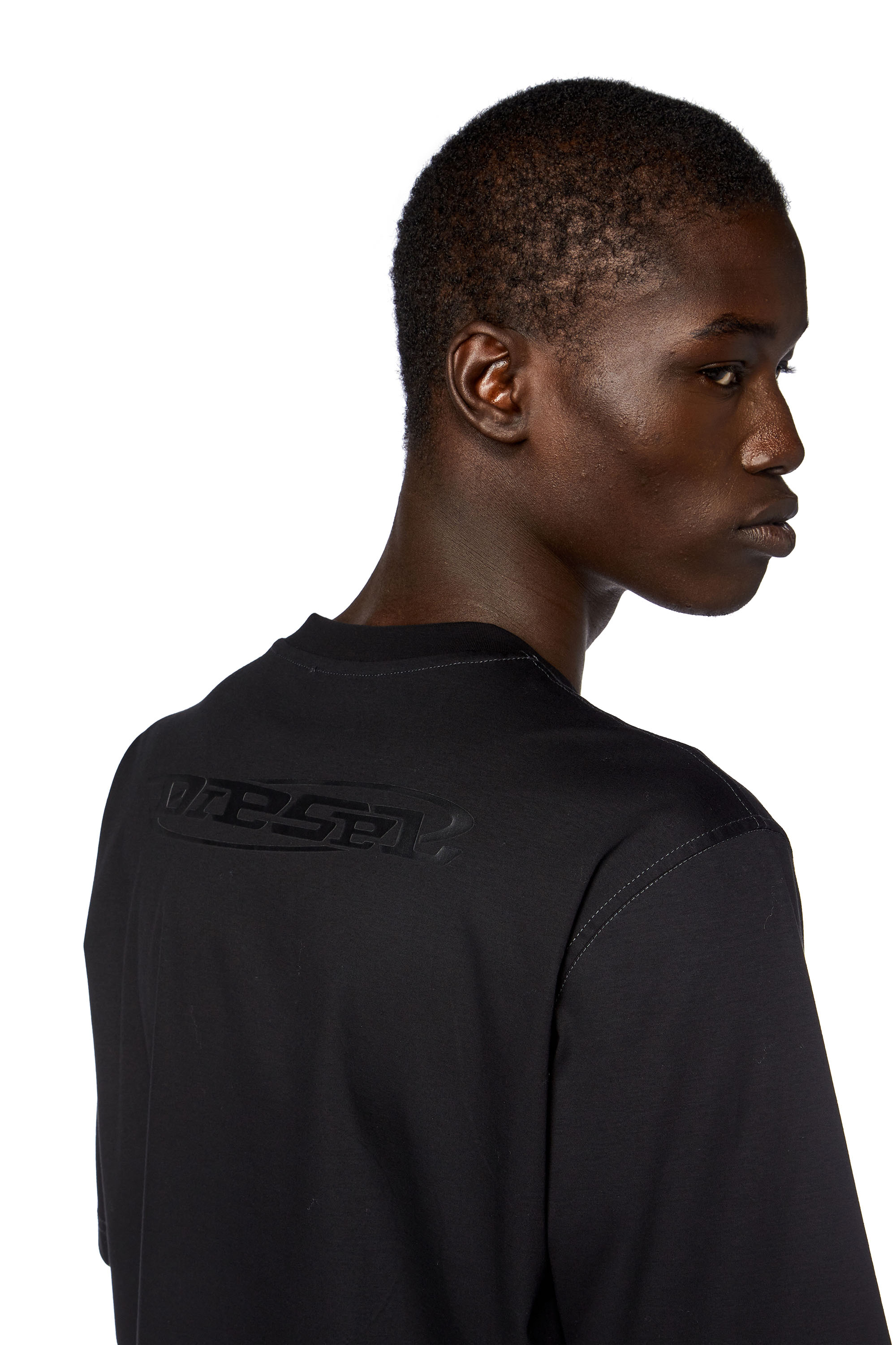 Diesel - T-MUST-SLITS-N, Man Logo-print T-shirt in mercerised cotton in Black - Image 5