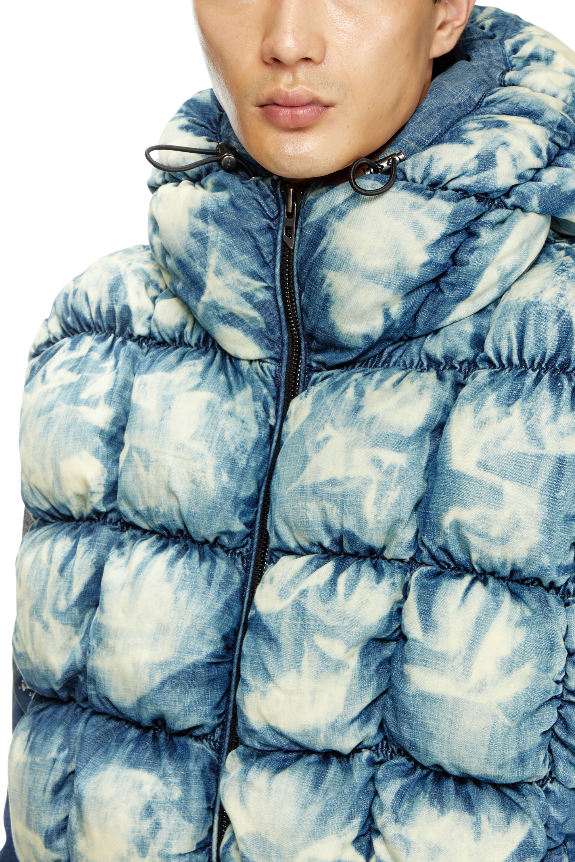 Diesel - W-THYS, Unisex's Tie-dyed denim puffer vest in Blue - 5