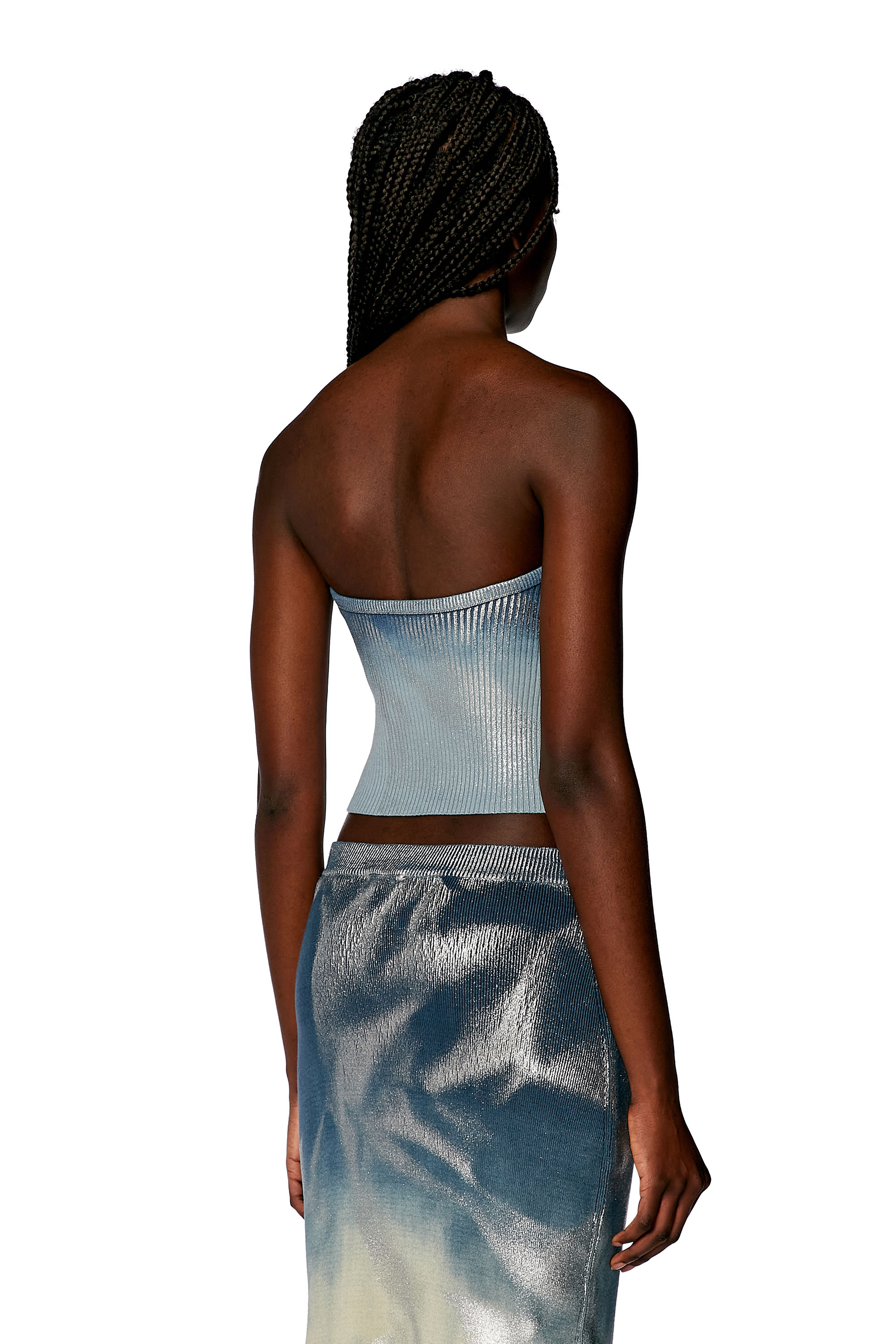 Diesel - M-CLARKSVILLEX-B, Woman Knit tube top with metallic effects in Blue - Image 5