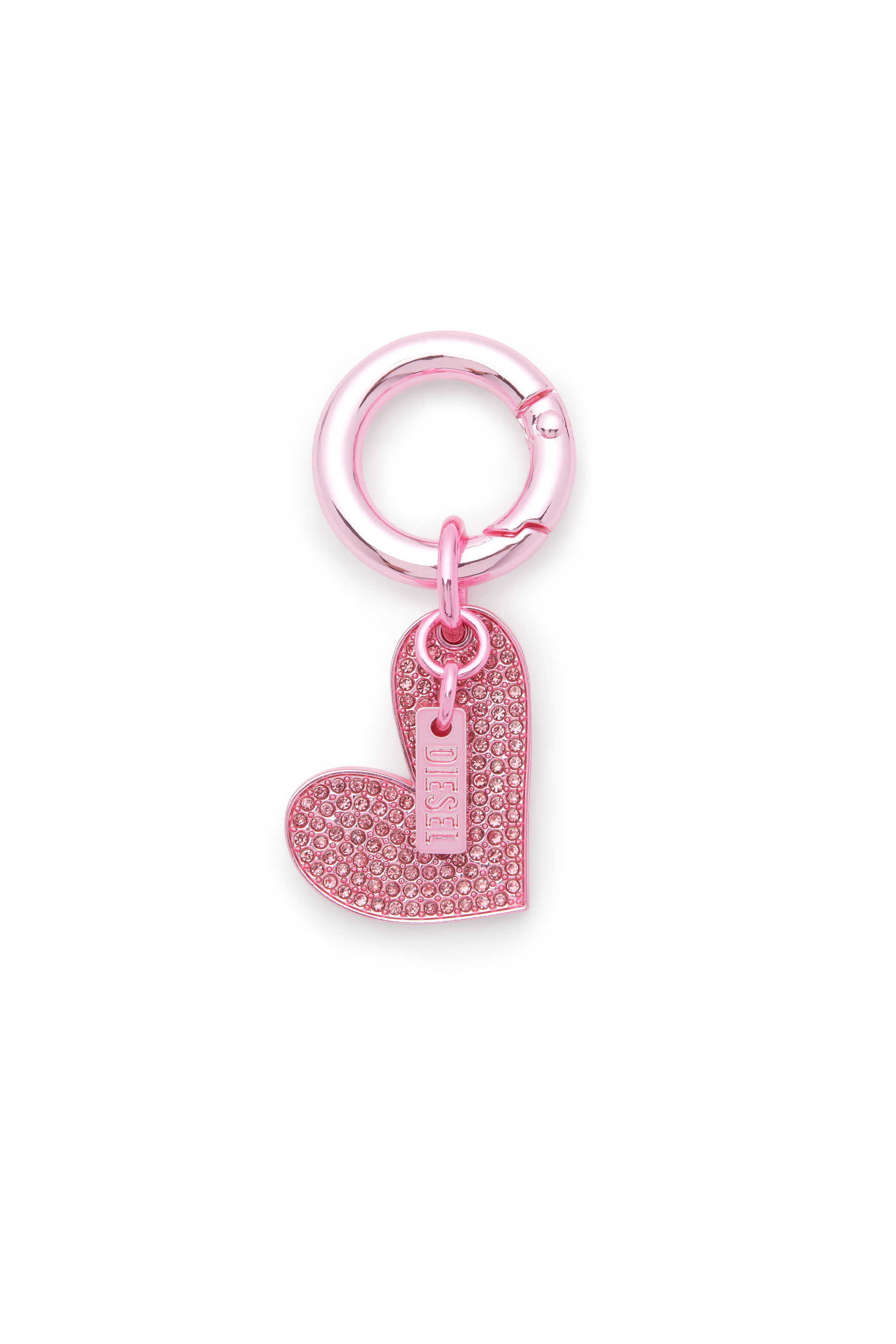 Diesel - CHARM-HEART, Woman's Metal heart charm with rhinestones in Pink - 1
