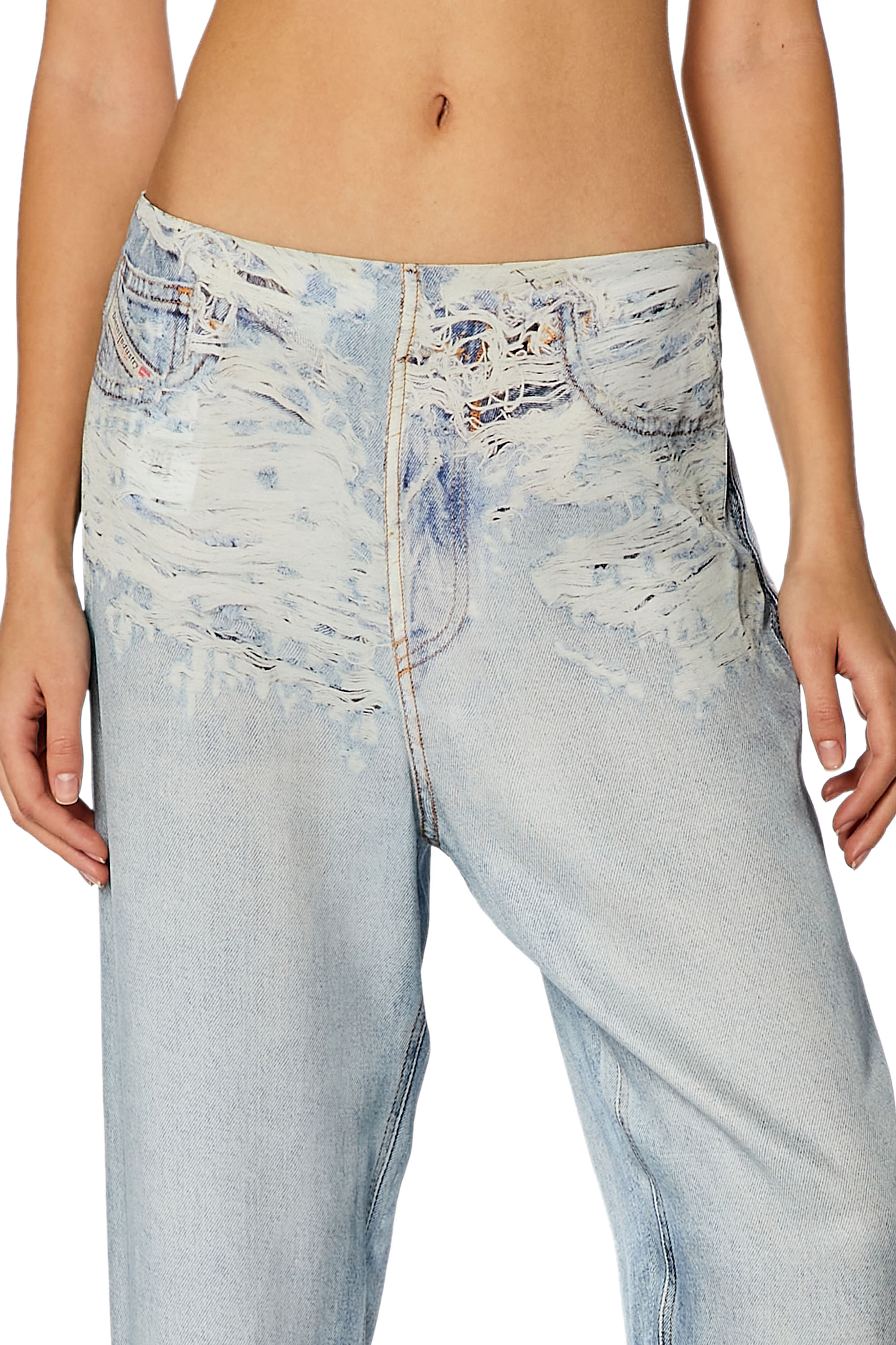 Diesel - P-SARKY, Woman Fluid pants with denim print in Blue - Image 4