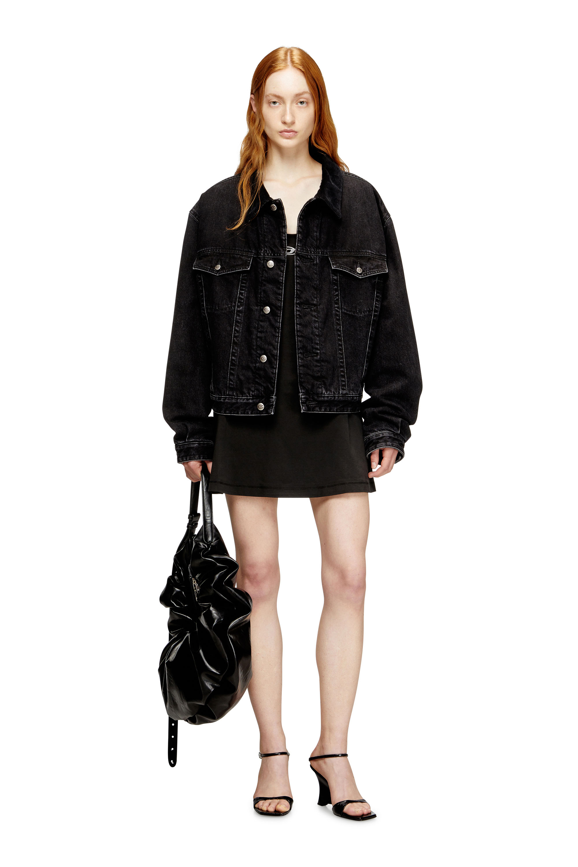 Diesel - D-NEWHOP-OD, Woman's Mini dress in cotton with Oval D logo in Black - 2