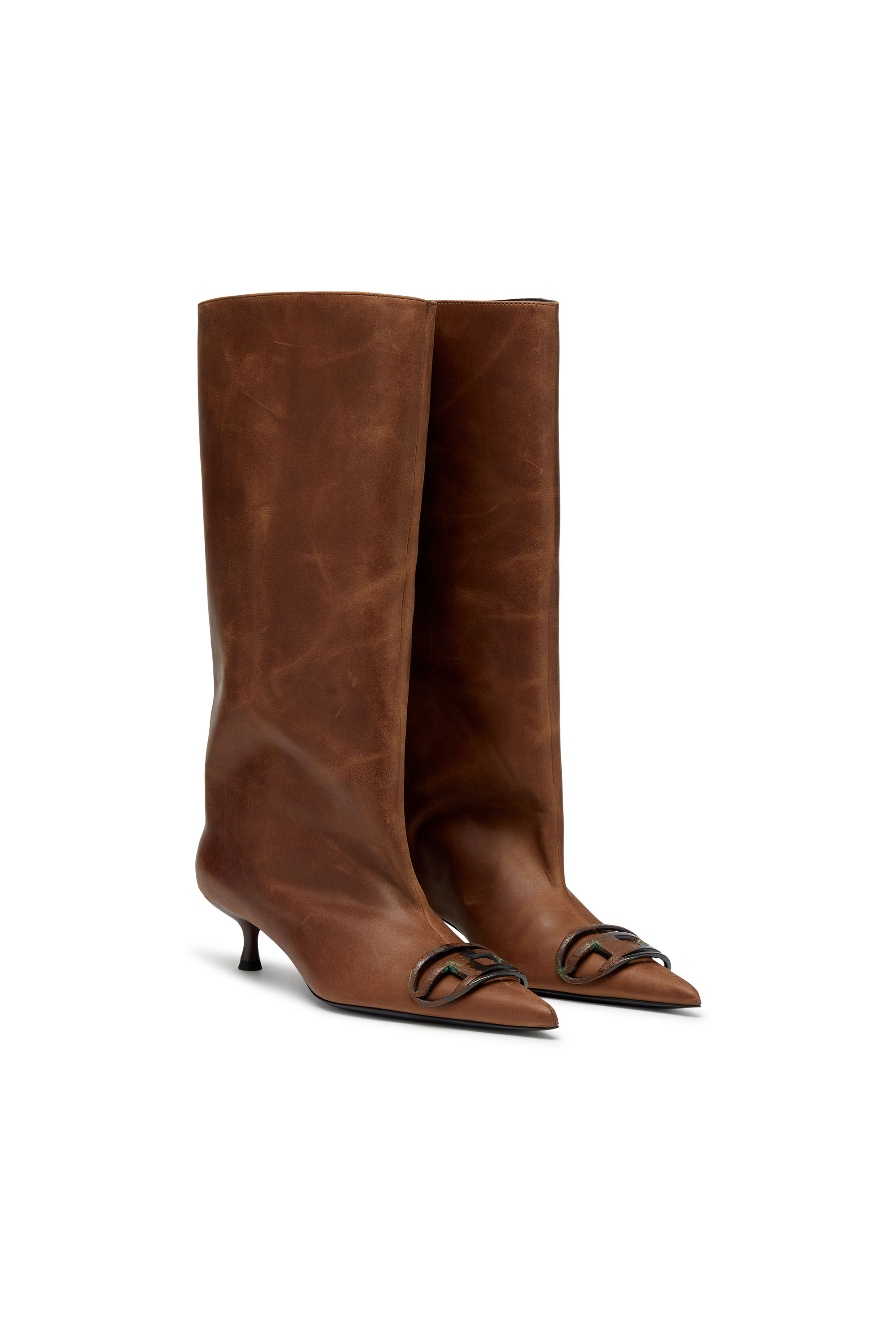 Diesel - D-VENUS 40 KB TUBE, Woman's D-Venus-Knee-high boots in oiled leather in Brown - 2