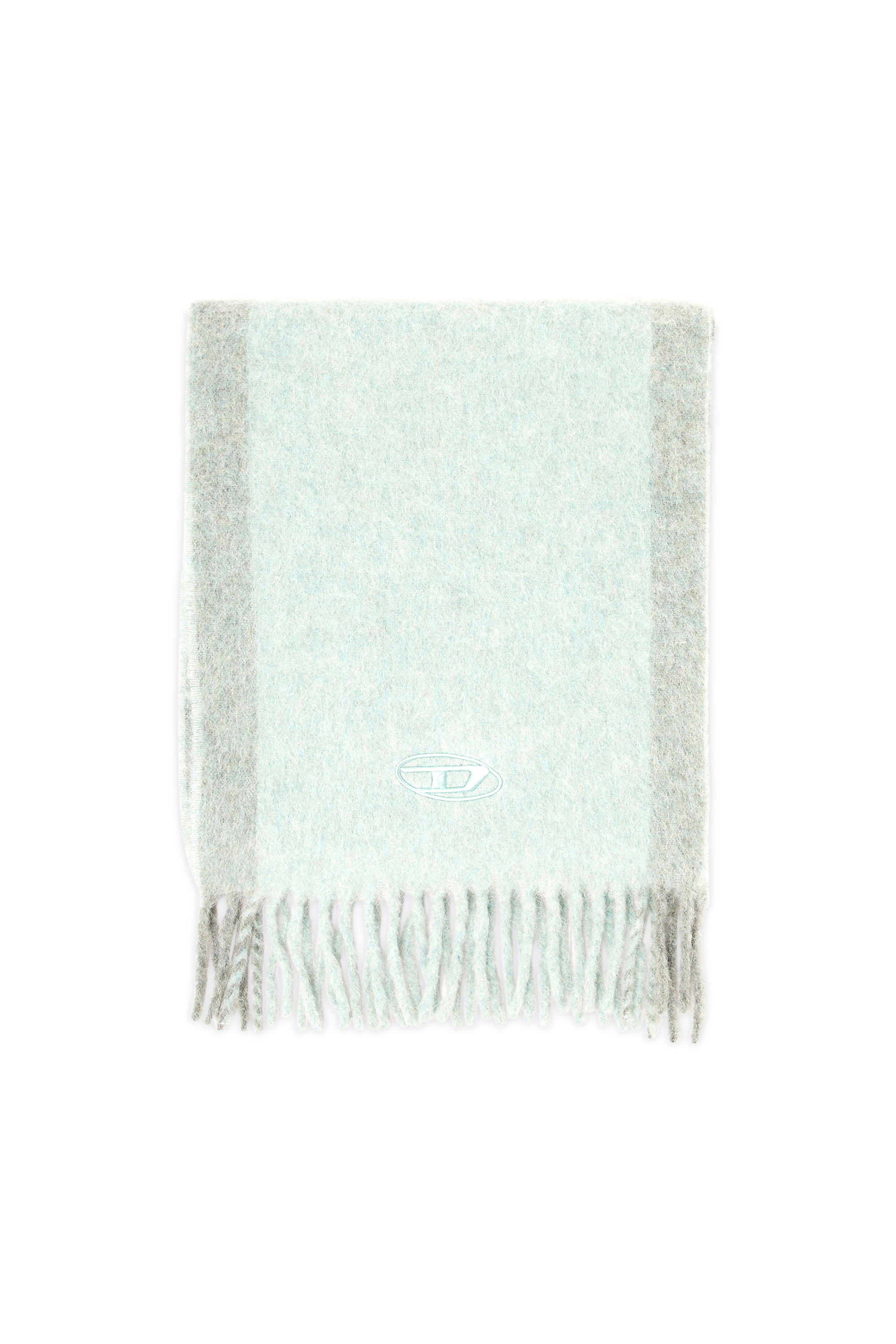 Diesel - S-OLID, Man's Wool-blend scarf with contrast stripes in Water Green - 1