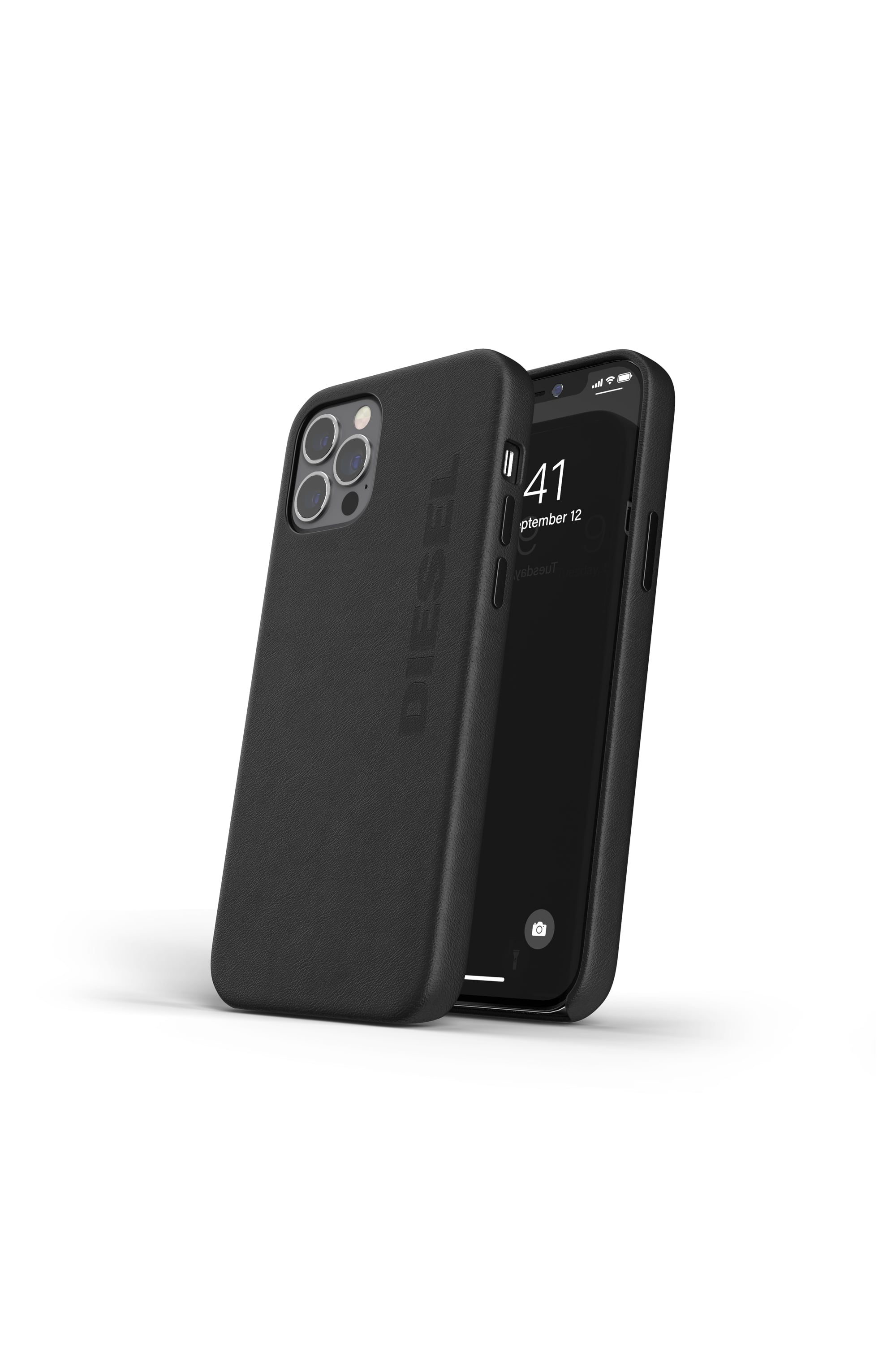 Diesel - 42516 STANDARD CASE, Unisex's Moulded case premium leather wrap for iPhone 12/12 Pro in Black - 3
