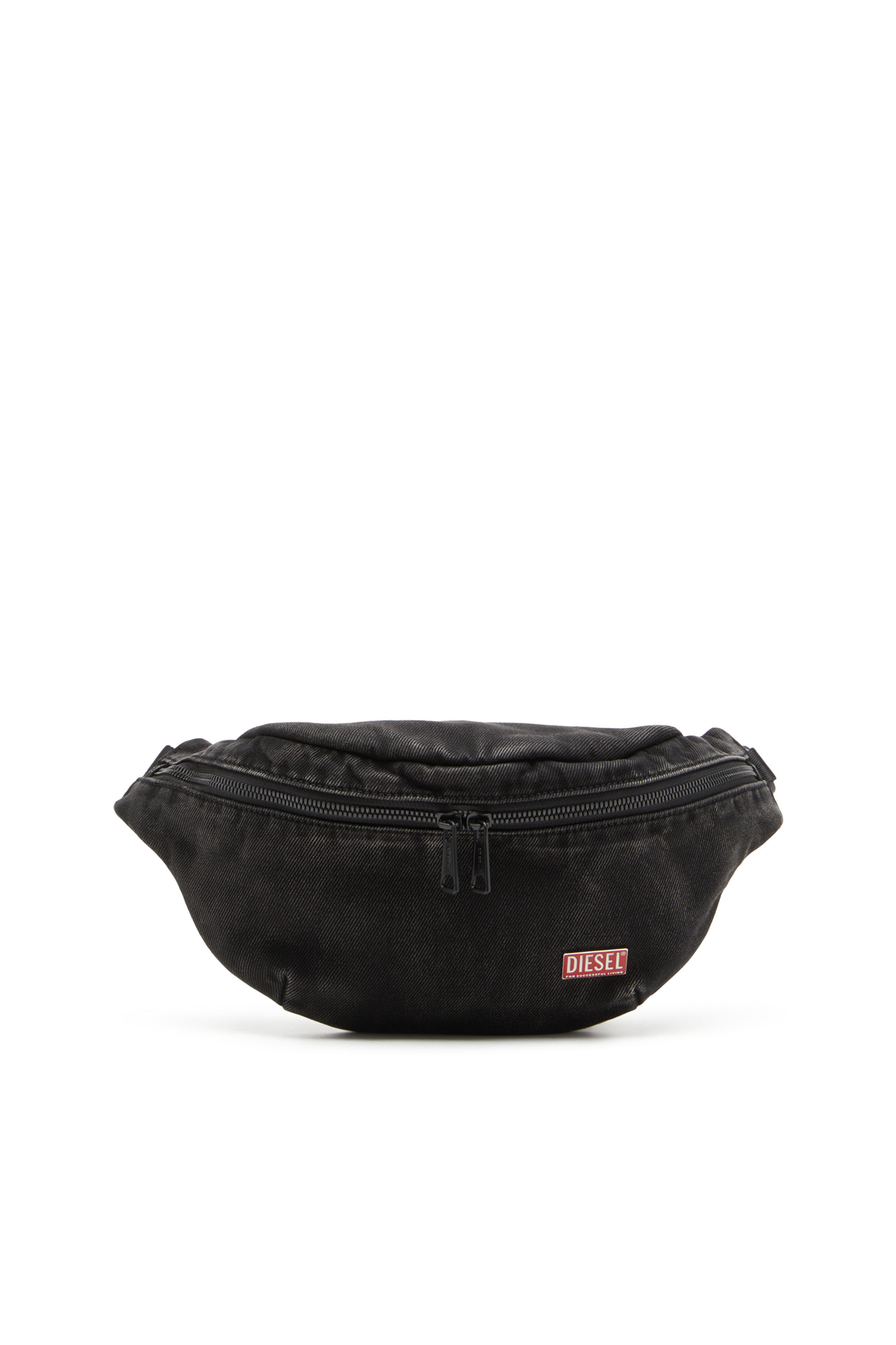 Diesel - UTLT BELTBAG, Man's Utlt Beltbag-Belt bag in cloudy-effect denim in Black - 1