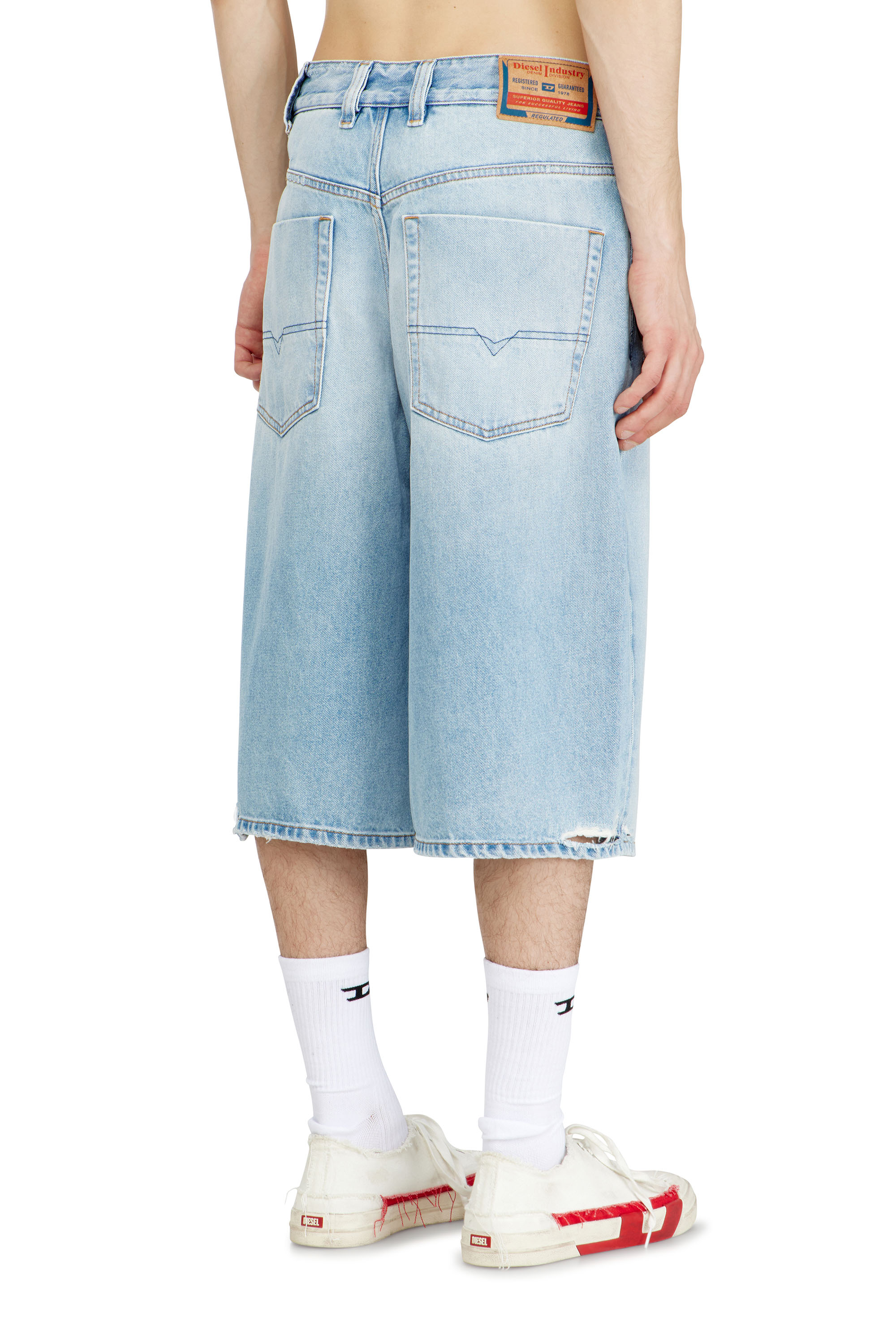 Diesel - D-ENIM-M-SHORT, Unisex's Shorts in destroyed denim in Light Blue - 3