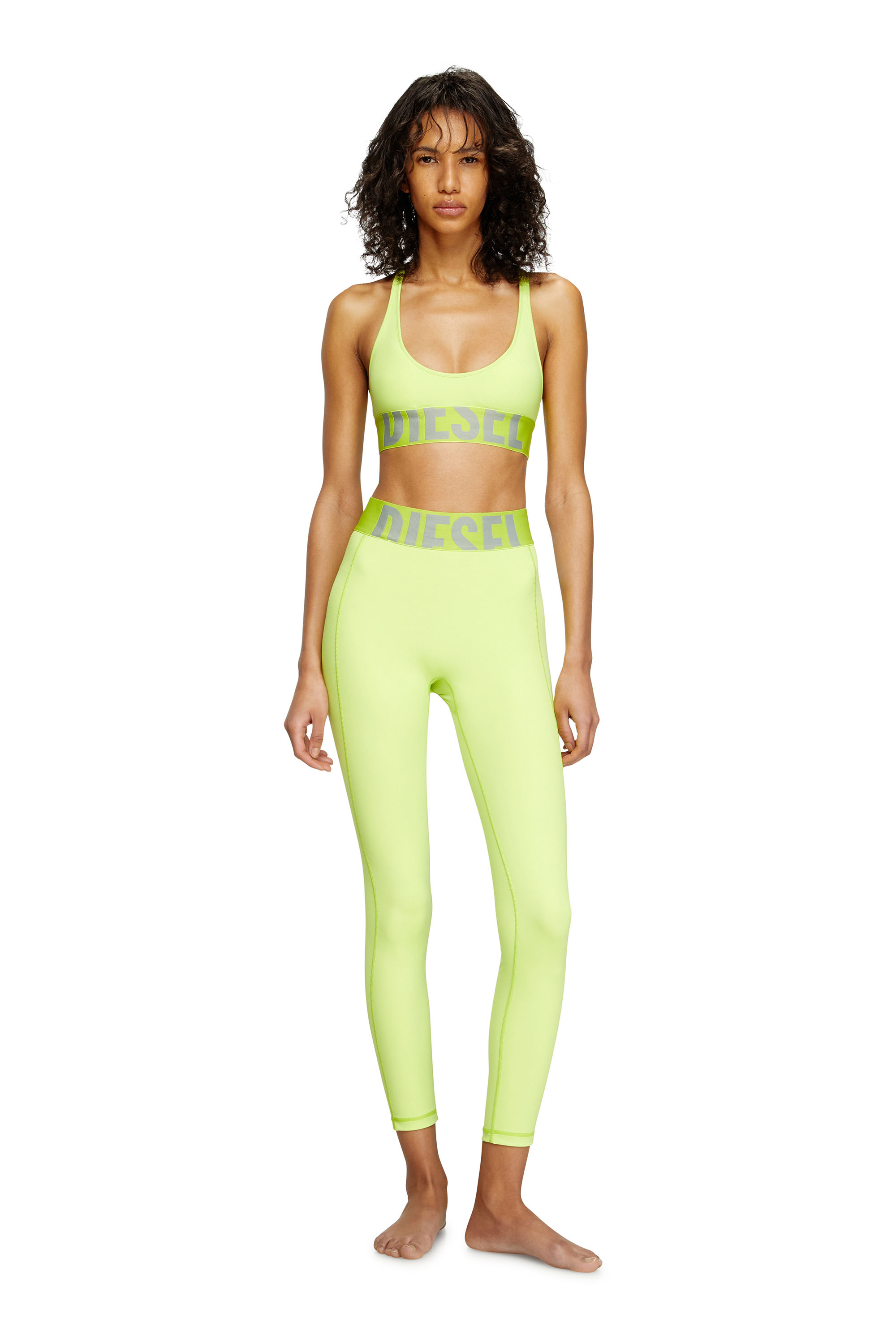 Diesel - ALLISON-D-POP, Woman's Microfibre sports bra with cut-off logo in Green Fluo - 1
