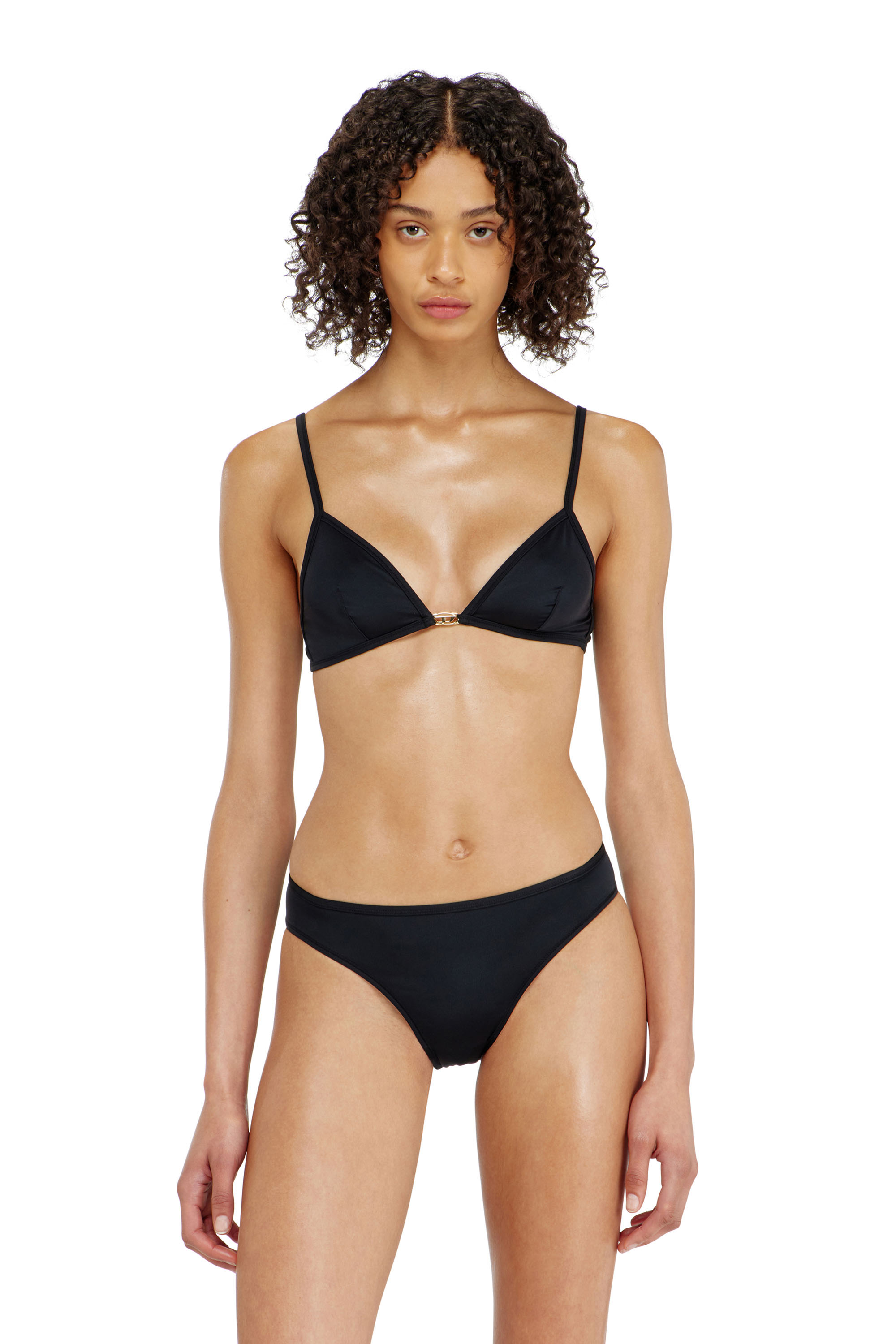Diesel - LUNA-UTLT, Woman's Triangle bra in nylon with Oval D detail in Black - 2