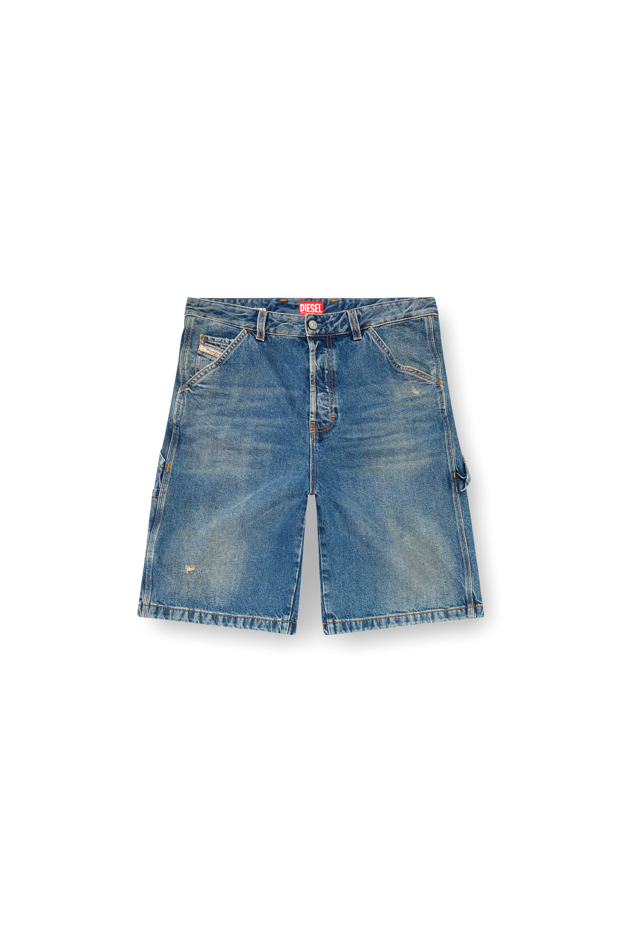 Diesel - D-LIVERY-SHORT, Man Denim utility shorts with dusty wash in Blue - Image 5