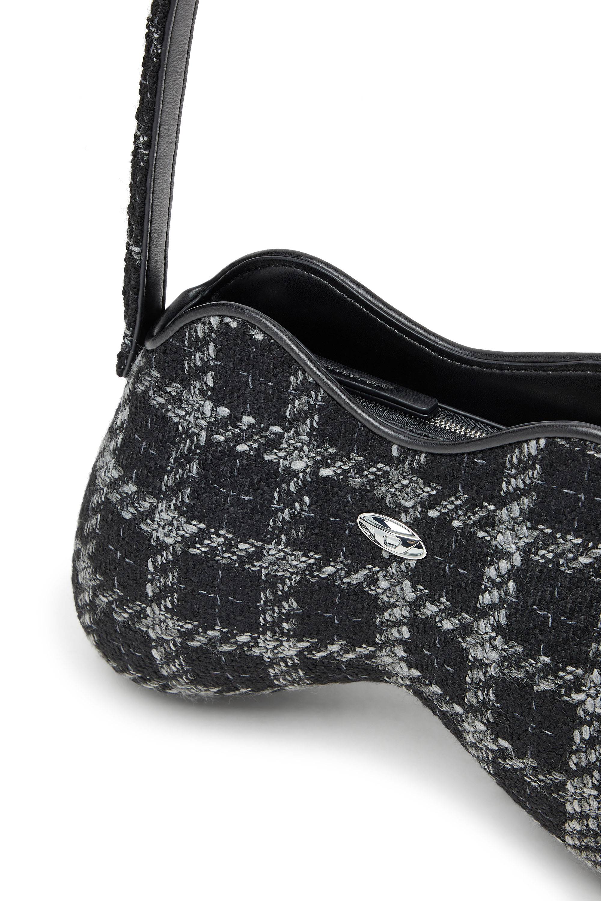 Diesel - DOUBLE-D SHOULDER, Woman's Double-D-Shoulder bag with houndstooth motif in Black - 5