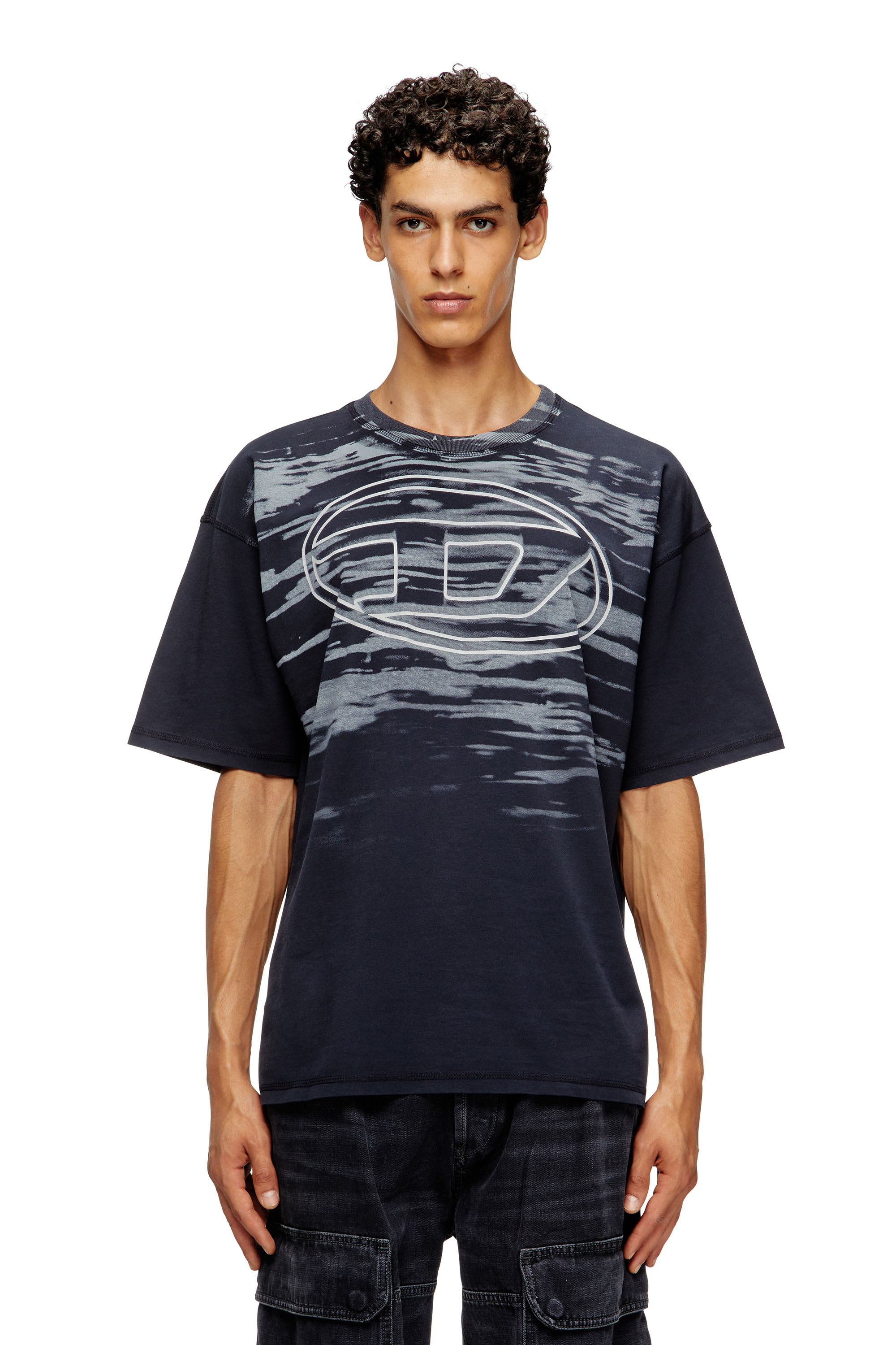 Diesel - T-BOXT-T5, Man's Cotton T-shirt with Oval D print in Dark Blue - 3